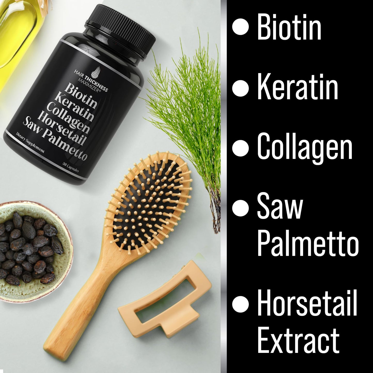 Biotin (5000mcg), Keratin, Collagen, Horsetail, Saw Palmetto – 5-in-1 Hair Growth Supplement & Vitamins for Women & Men, DHT Blocker Capsules for Thinning - Hair Growth Vitamins - Medaid International