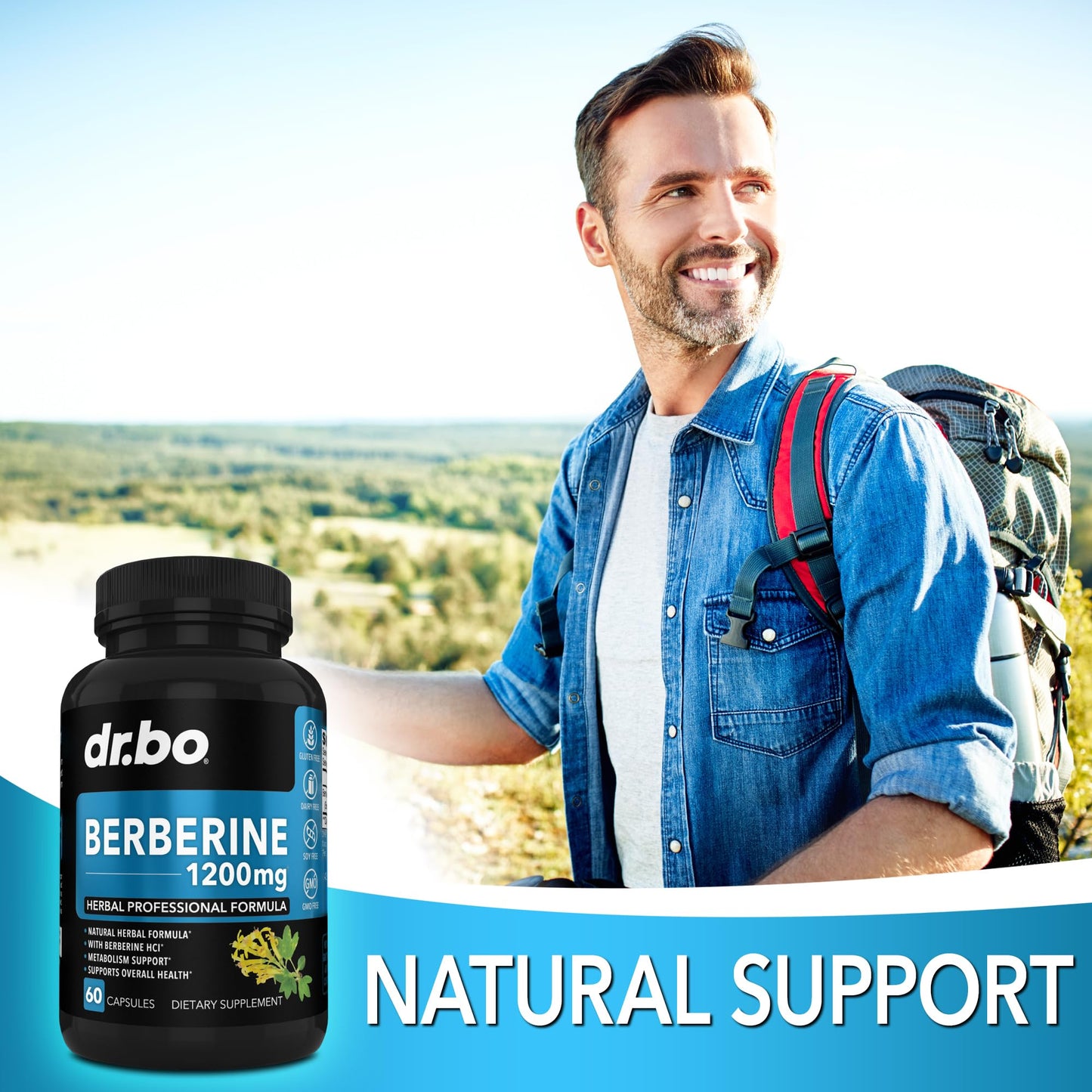 Berberine Supplement Capsules - 1200mg Berberine HCL Supplement for Healthy Metabolic Support - Premium Natural Complex for Women & Men, Pure Support Capsules Supplements - 60 Pills - Medaid International