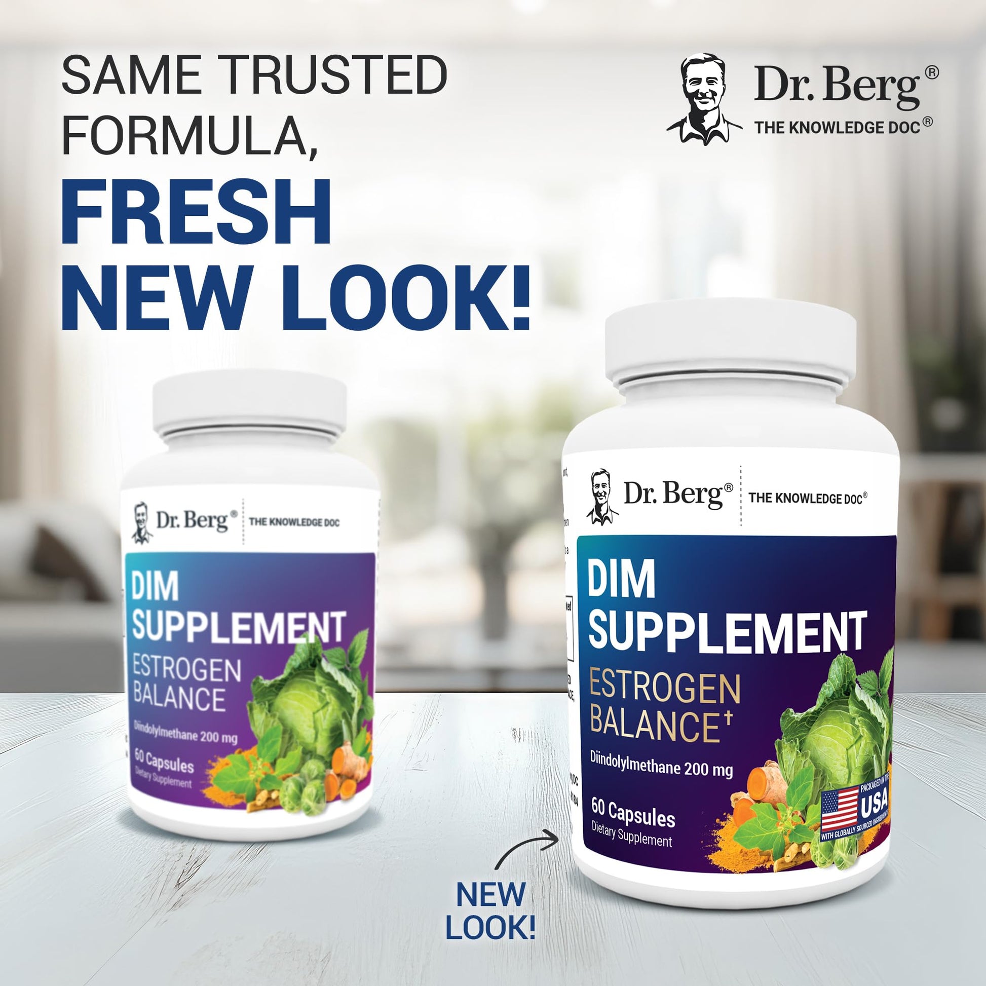 Dr. Berg DIM Supplement Estrogen Balance - Original Estrogen Supplement for Women with Diindolylmethane for Menstrual Symptoms & Menopause Relief & Black Pepper for Enhanced Absorption - 60 Capsules - Medaid International