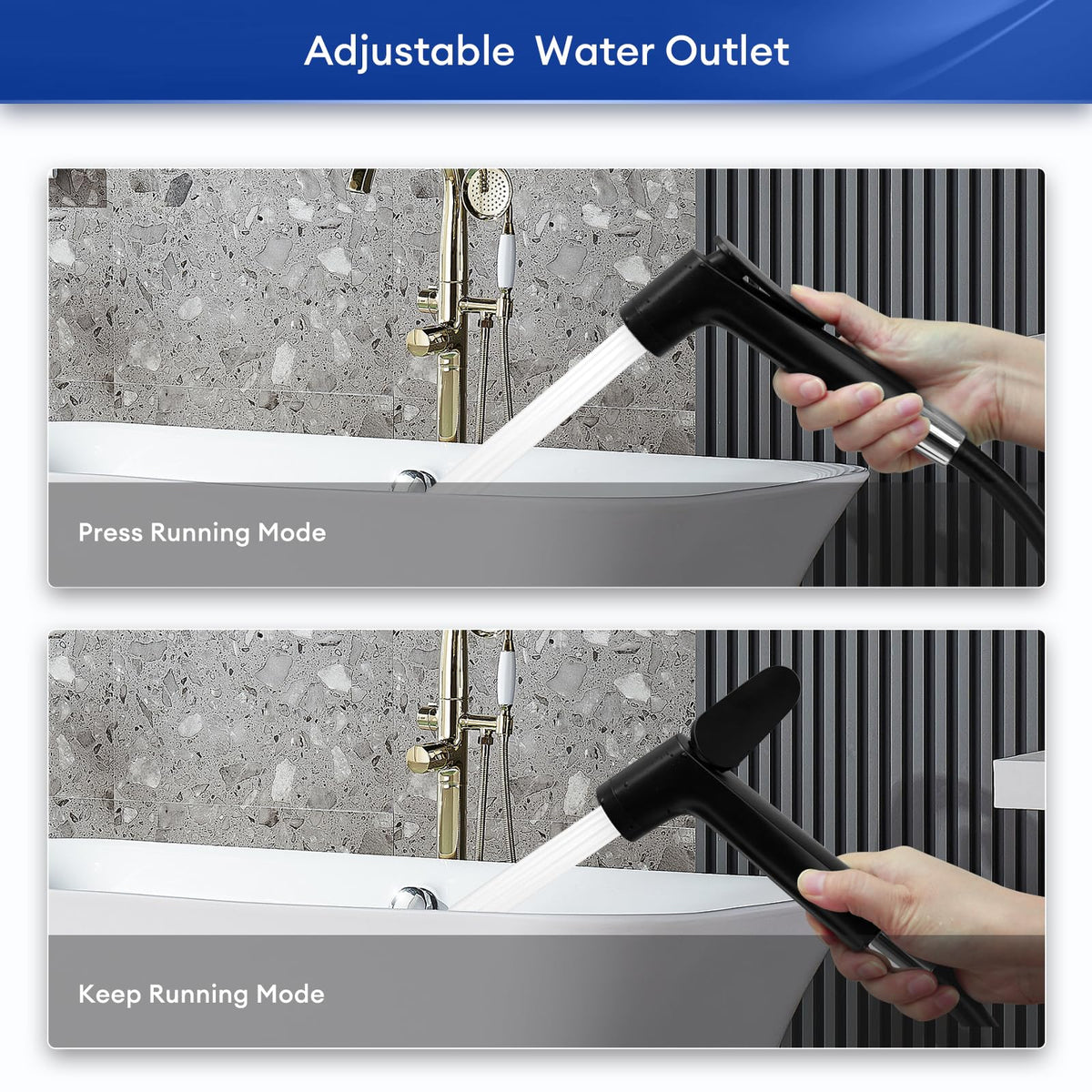JOMOO Matte Black Handheld Bidet Sprayer Set, High-Pressure Shattaf Set with 1.2m Bidet Hose, Fingerprint-Resistant, Press & Keep Handspray for Toilet & Personal Hygiene, Cloth Diaper