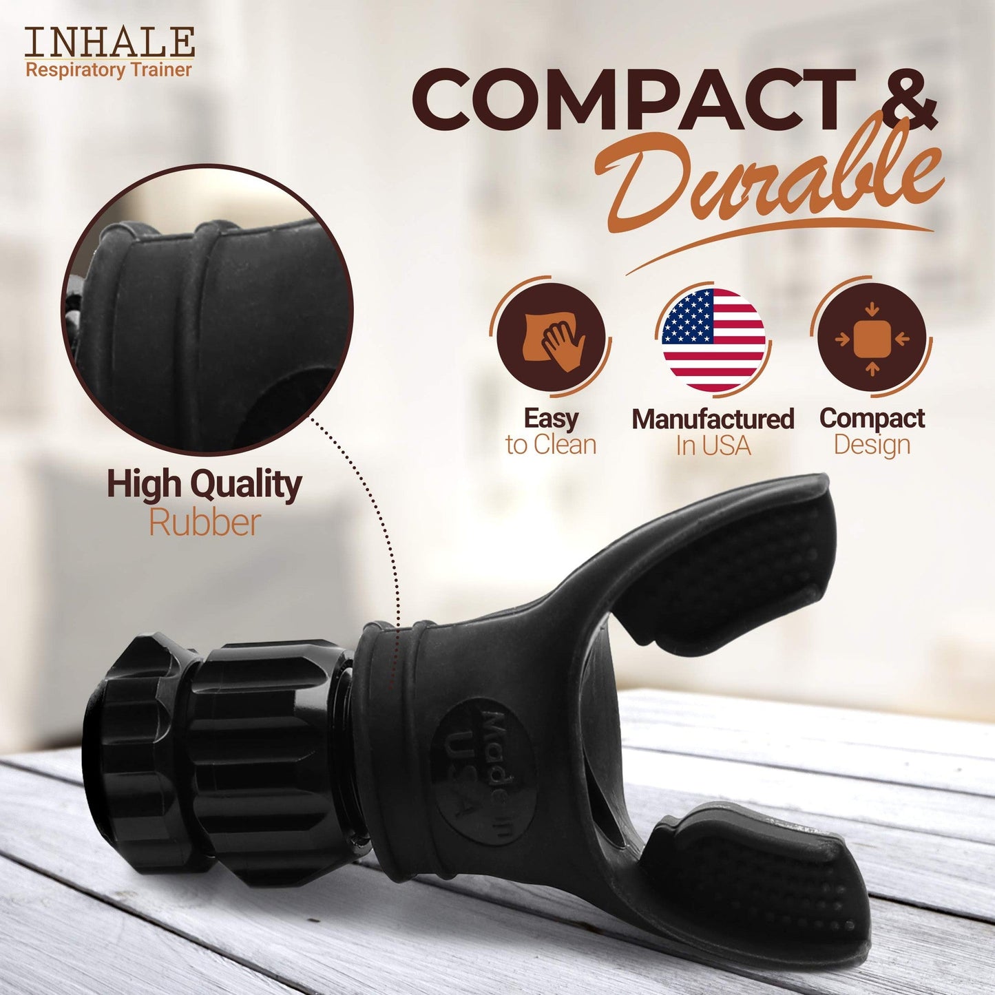 Inhale Respiratory Trainer | Compact Lung Exercise Device with High Grade Silicone | Carrying Case Included | Breath Trainer with Adjustable Resistance | Portable & Easy to Clean - Medaid International