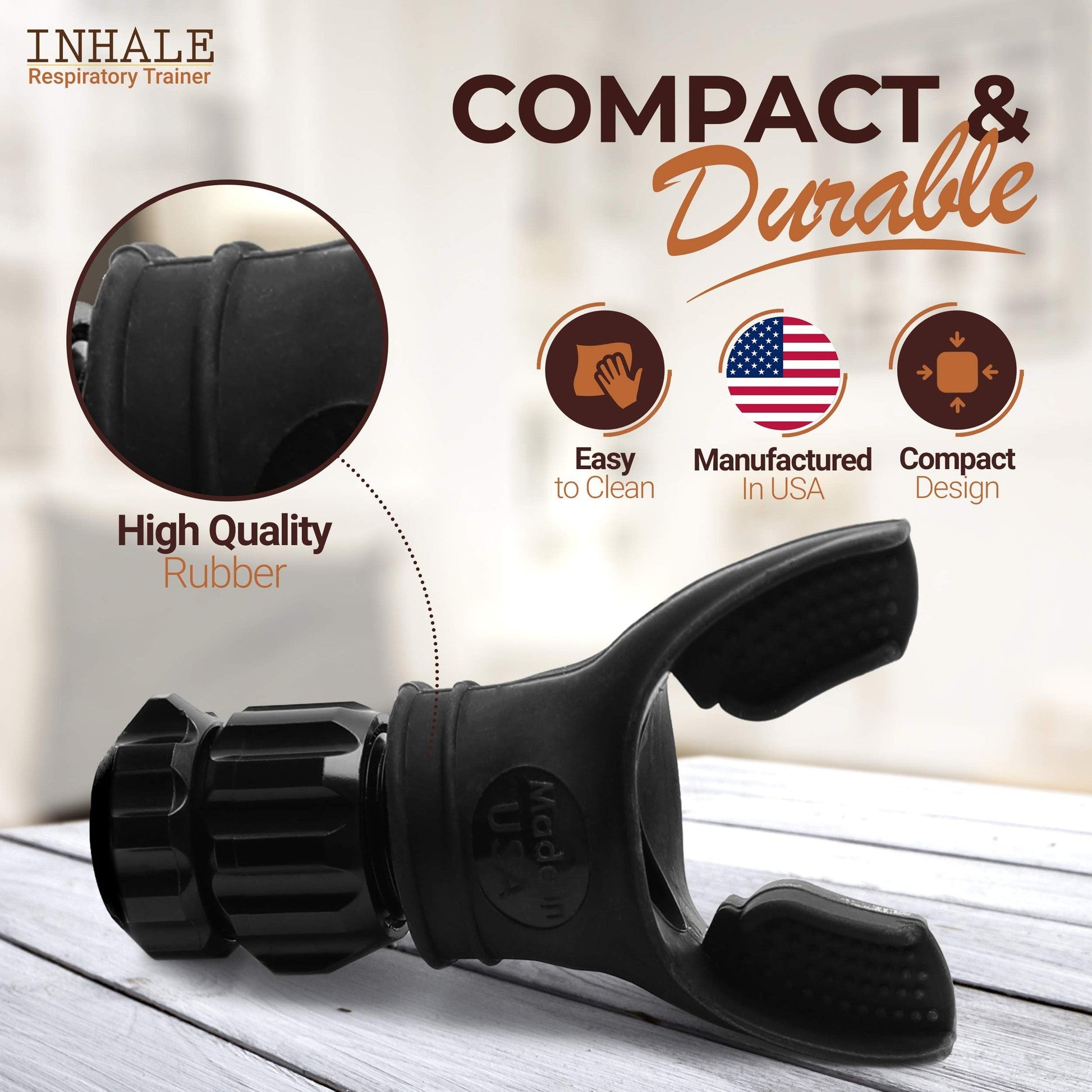 Inhale Respiratory Trainer | Compact Lung Exercise Device with High Grade Silicone | Carrying Case Included | Breath Trainer with Adjustable Resistance | Portable & Easy to Clean - Medaid International