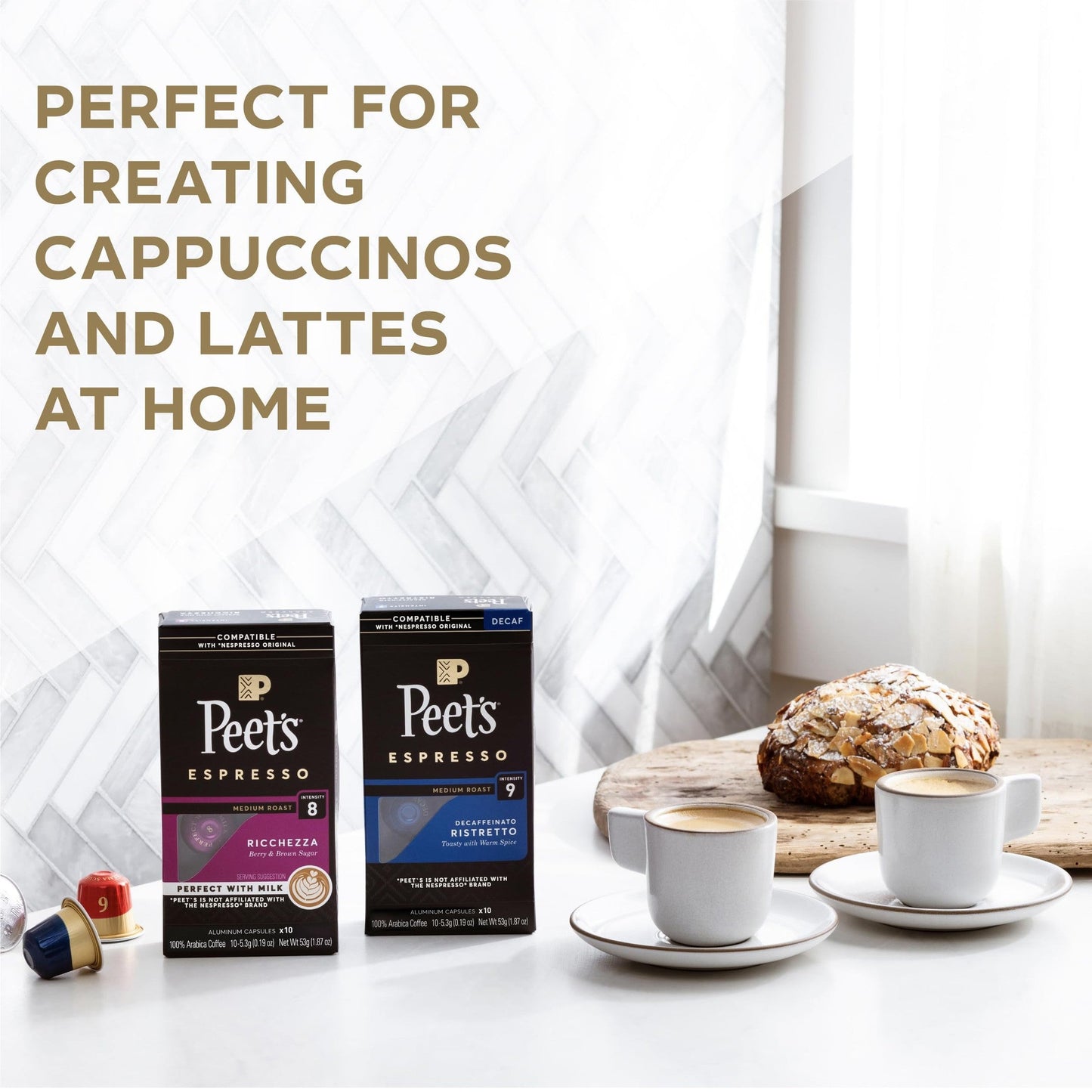 Peet's Coffee, Dark Roast Espresso Capsules Variety Pack, Compatible with Nespresso Original Machine - Intensity 10-11, 40 Count (4 Boxes of 10 Espresso Capsules)