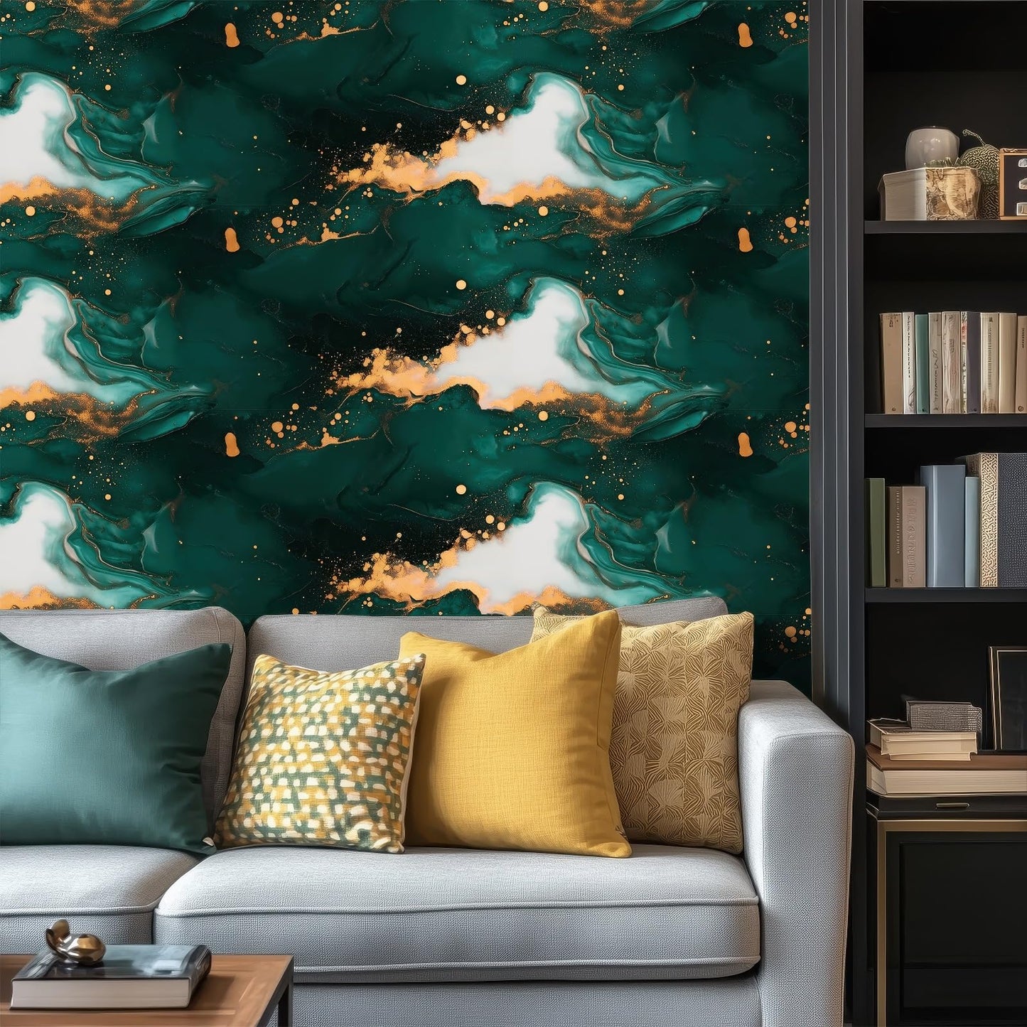HOMETITUTE Green Gold Marble Wallpaper Gem Green Marble Contact Paper Vinyl Self-Adhesive Removable Counter Peel and Stick Wall Paper for Refurbishment Wall Countertop Cabinets Furniture 15.7"x39.4" - Medaid International