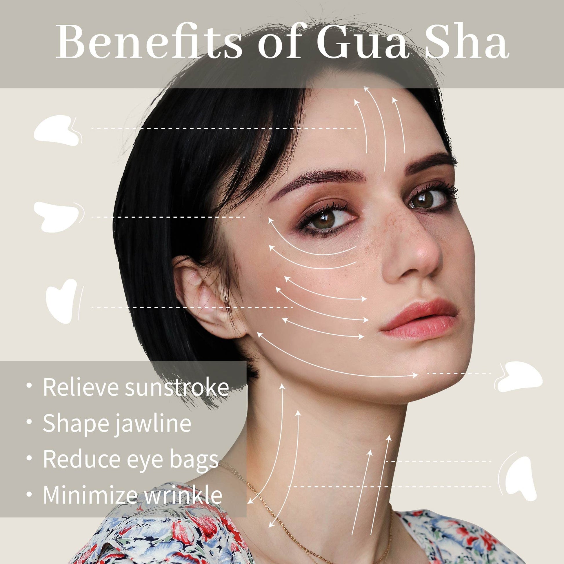 Rena Chris Gua Sha Facial Tools: Natural Jade Stone Guasha Tool for Face Acupuncture Therapy, Facial Massager for Jawline Sculpting and Puffiness Reducing (White) - Medaid International