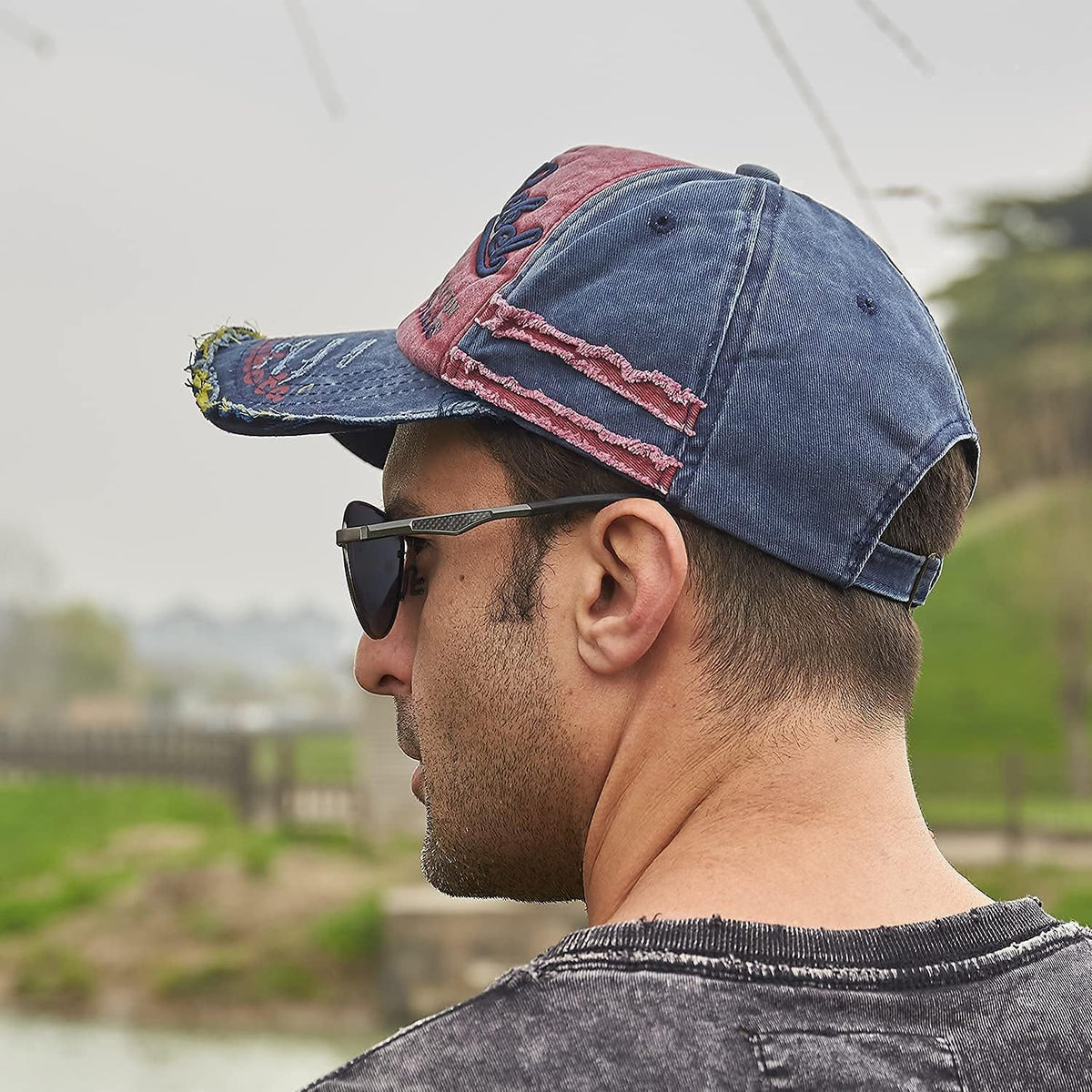 TERRIFI Casual Baseball Cap, American Flag Hat, Embroidery Adjustable Washed Vintage Hat, Suitable for Women Men