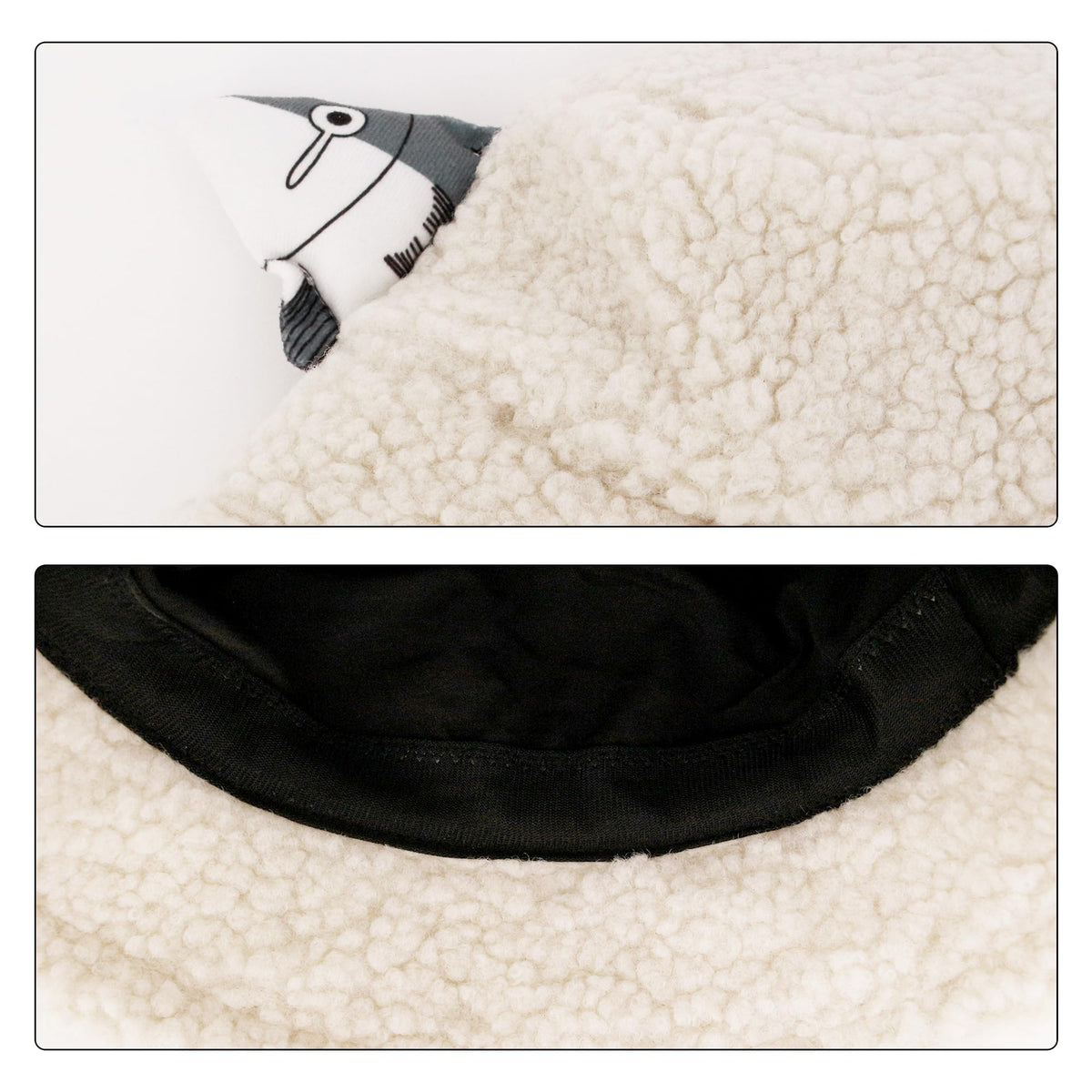 KASTWAVE Fuzzy Sherpa Bucket Hat for Men & Women, Funny Fish Design Teddy Style Winter Fisherman Cap, Warm & Cozy, Adjustable, White (Size M: 56-58cm)