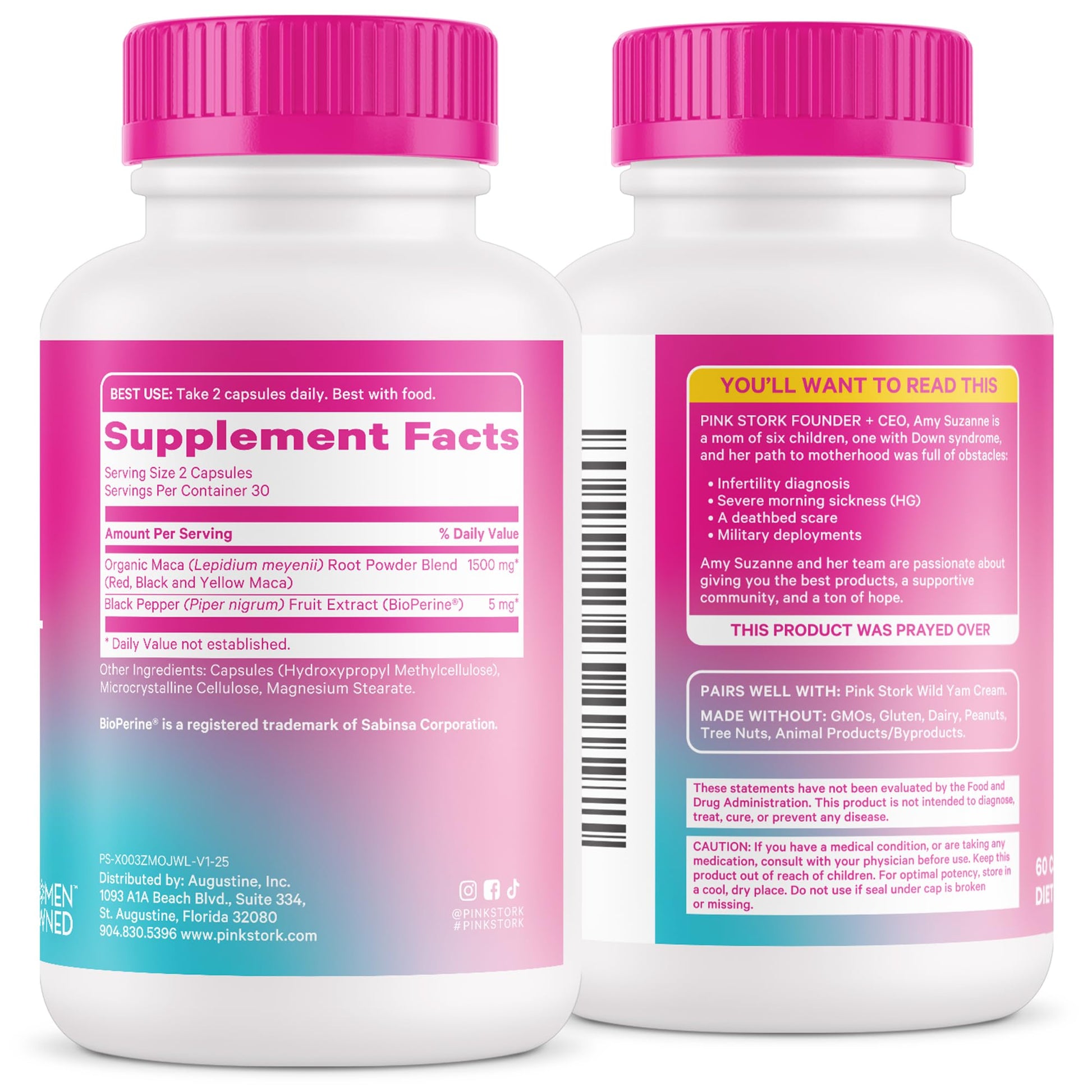 Pink Stork Maca Root Capsules for Women – Organic Maca with BioPerine® for Hormonal Balance, Energy + Wellness – Supports Perimenopause, Menstrual Health, and Vitality - Medaid International
