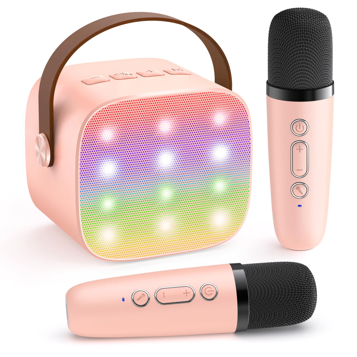 Karaoke Machine for Kids, Portable Bluetooth Speaker with 2 Wireless Microphones,18 Pre-Loaded Songs, Birthday for 3 4 5 6 7 8 + Year Old Boys Toys - MULTICOLOR