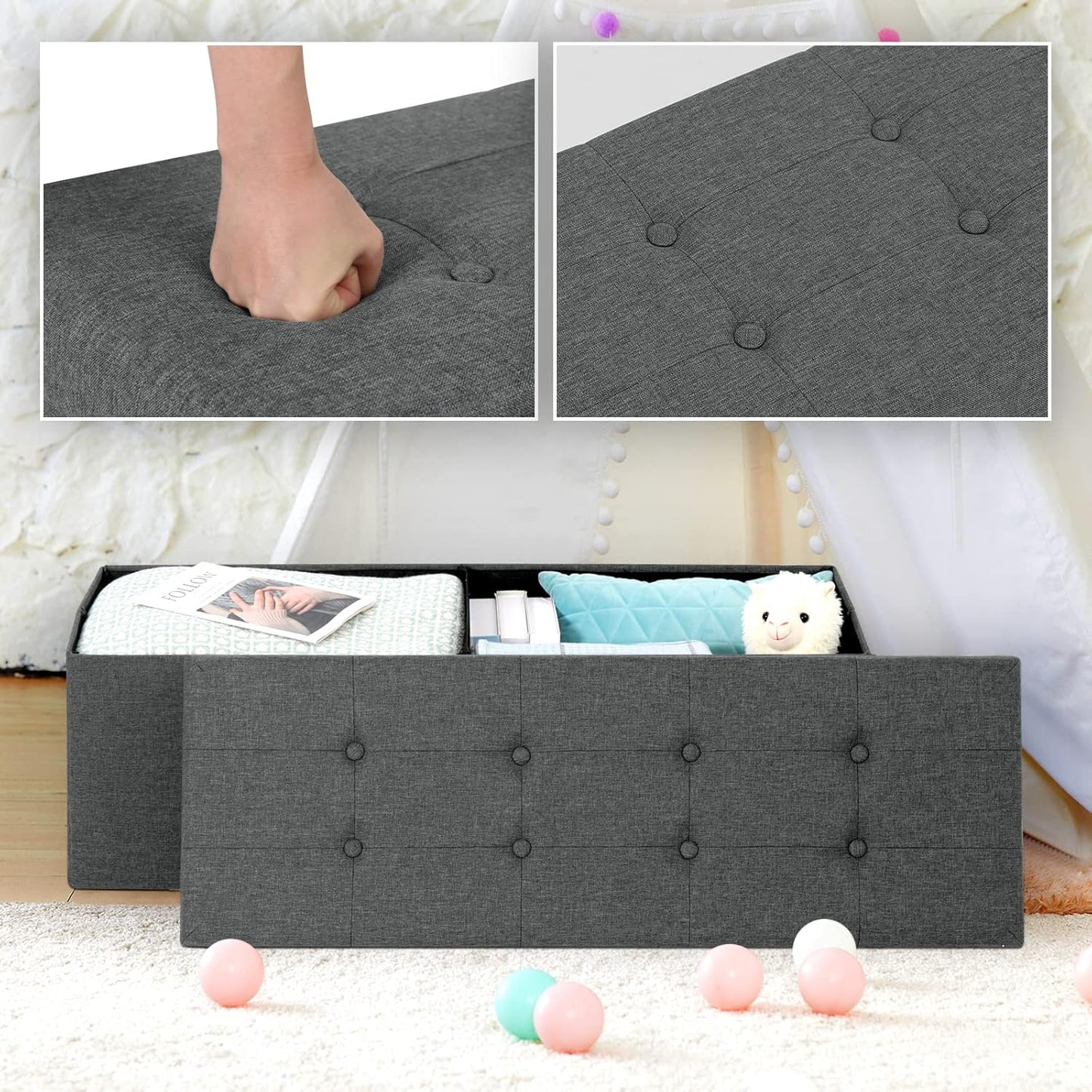 WOLTU Footstool Storage bench (SH11DGR_1)