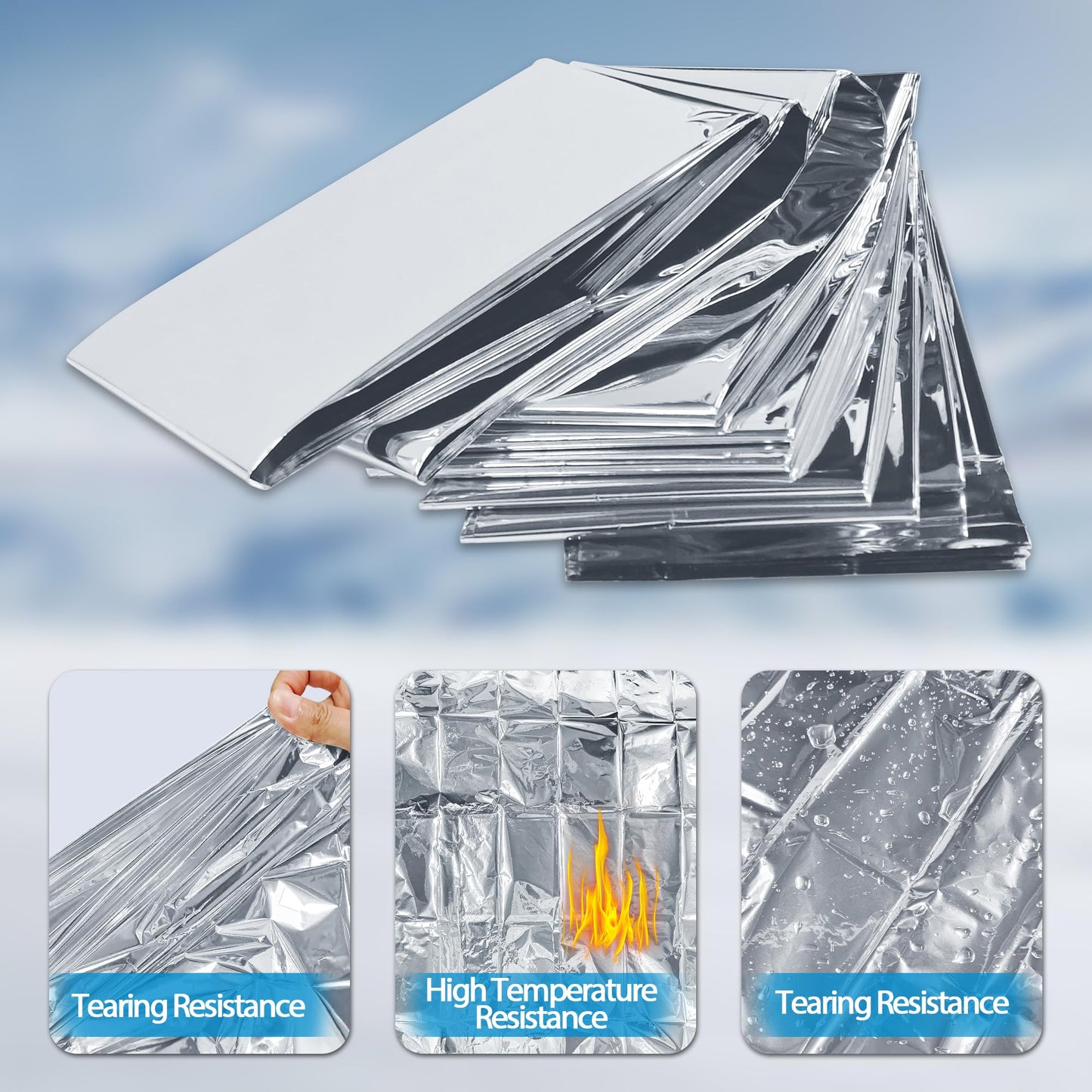 Emergency Mylar Thermal Blankets,Space Blanket Survival kit Camping Blanket, Perfect for Outdoors, Hiking, Survival, Bug Out Bag,Marathons or First Aid