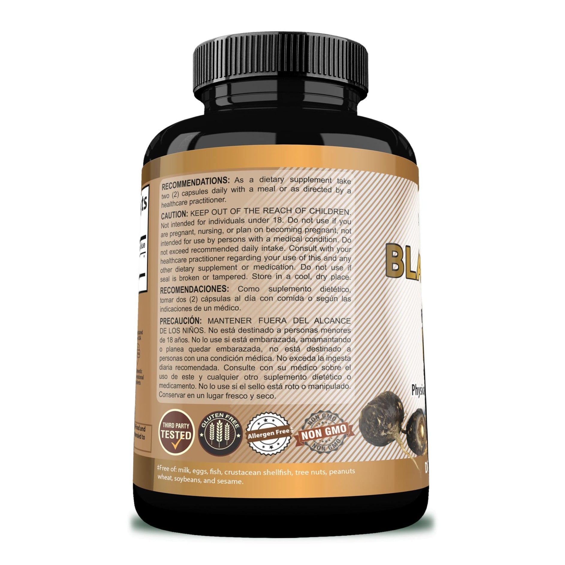 Organic Black Maca 1,900 mg per Serving Natural Energy Booster Peruvian Maca for Men & Women 120 Capsules - Medaid International