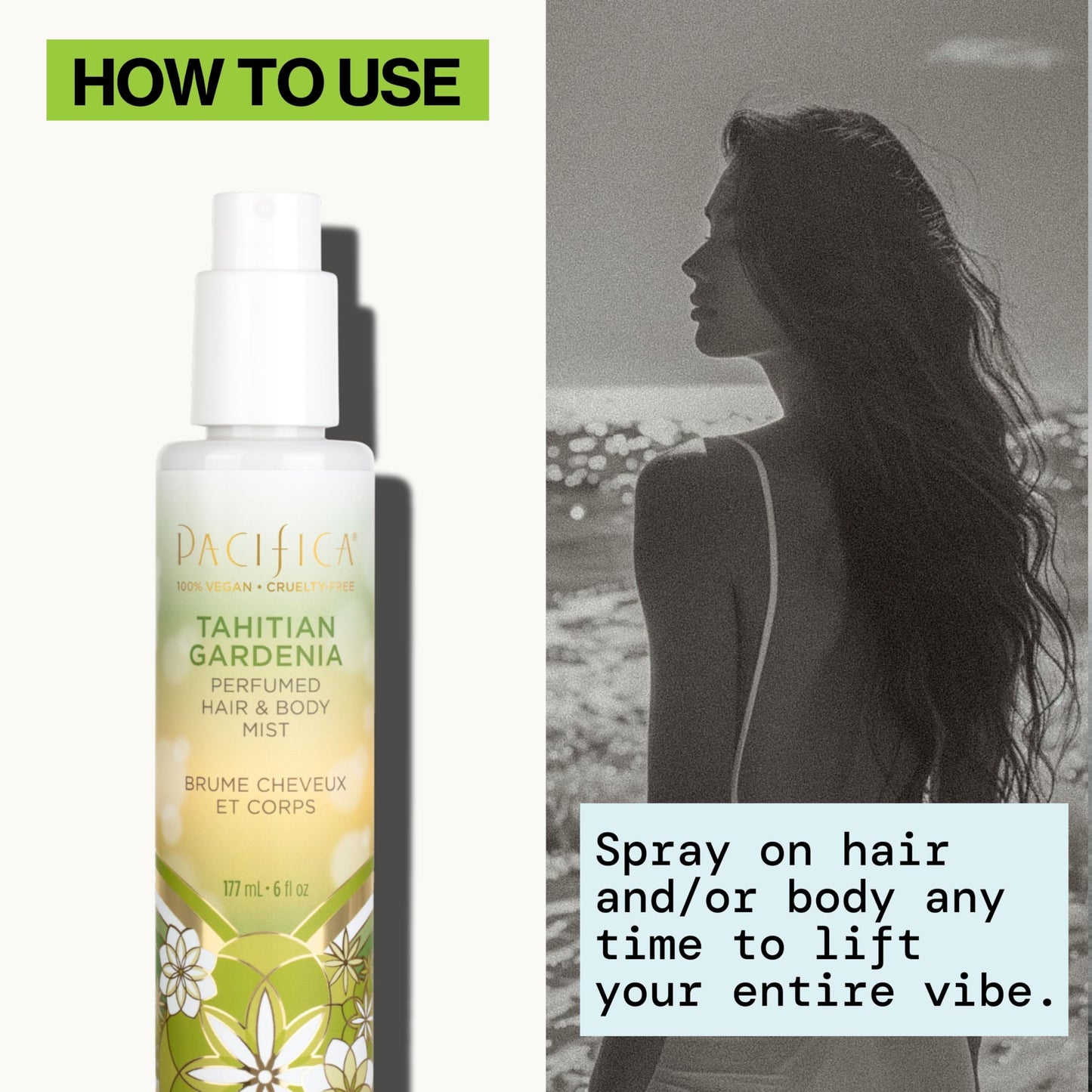 Pacifica Tahitian Gardenia Perfumed Hair & Body Mist, Alcohol-Free Spray Designed For Head-To-Toe Wear, Vegan & Cruelty-Free, 6 Fl Oz - Medaid International