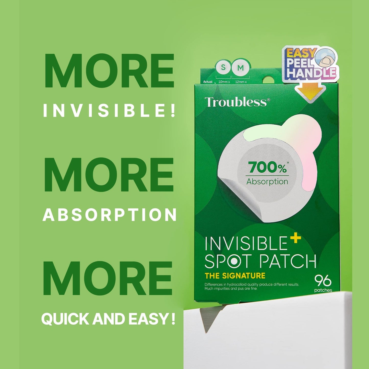 Troubless Invisible Pimple Spot Patch - 96 Ultra Thin Acne Patches - Easy Peel - 2 Sizes - Medaid International
