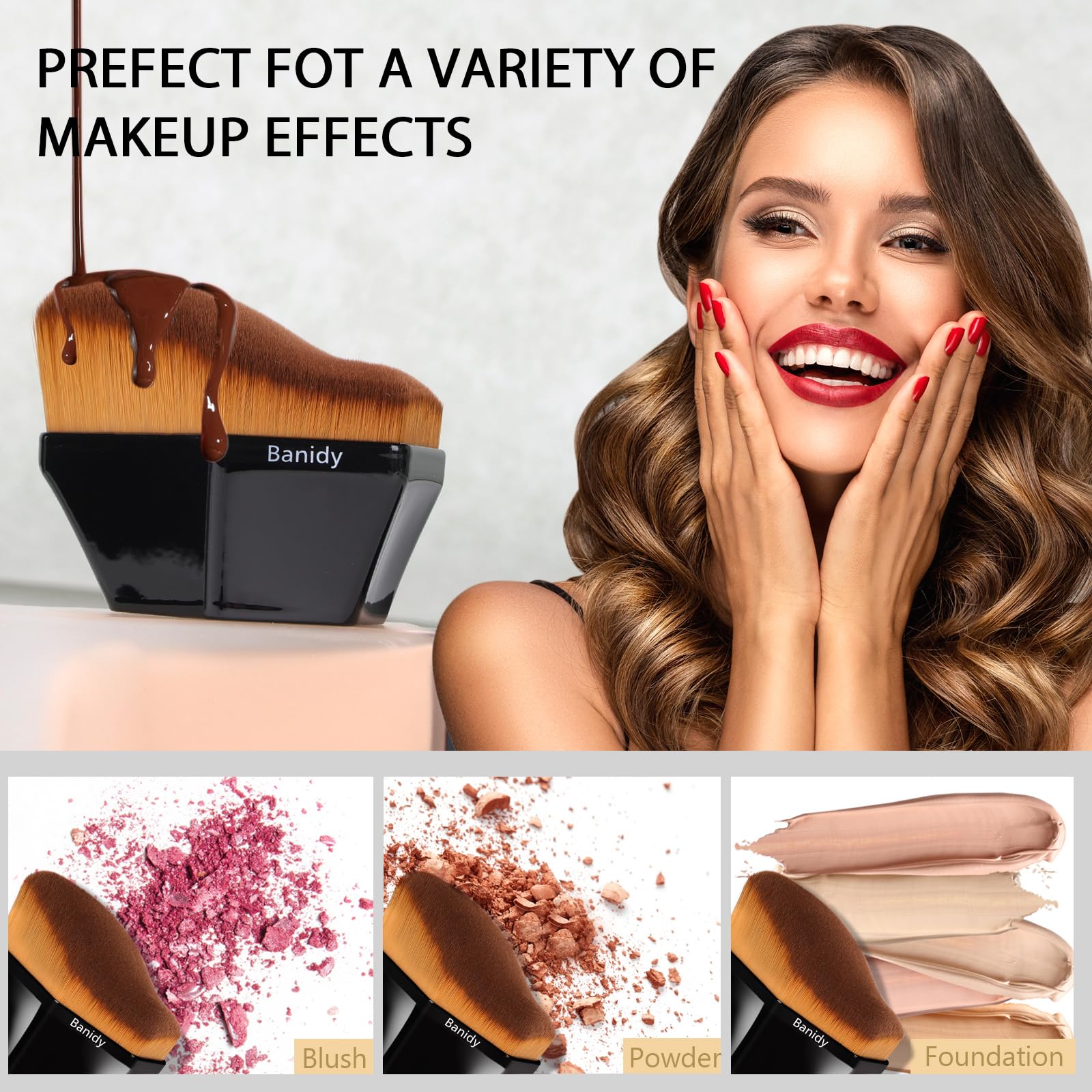 Premium Foundation Brush, Beauty Blender Brushes for Blending Liquid Hexagon Face Blush Liquid Powder Foundation Brush with Protective Case - Medaid International