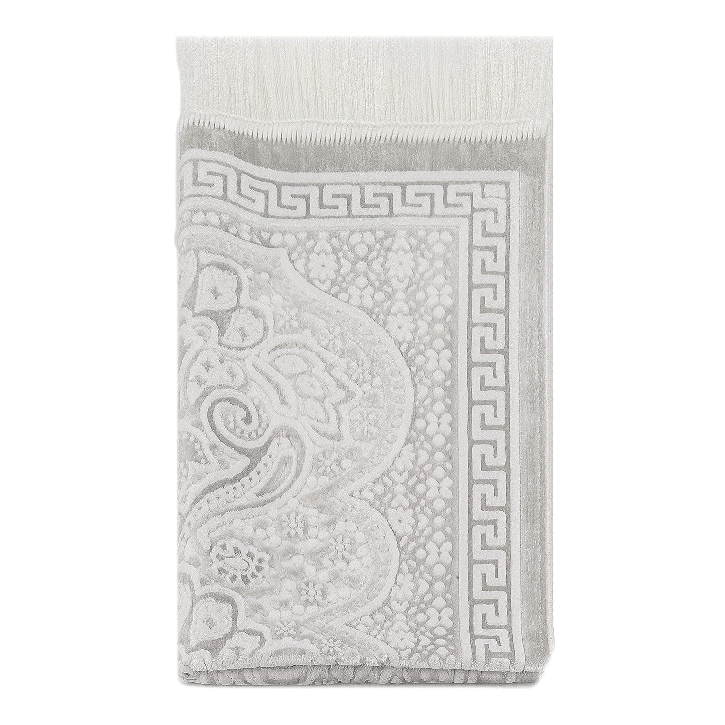 ihvan online, Soft Plush Lux Velvet Muslim Prayer Rug | Thick Janamaz | Sajadah | Soft Islamic Prayer Rug | Islamic Gifts | Prayer Carpet Mat, Elegant, Color: Cream - Medaid International