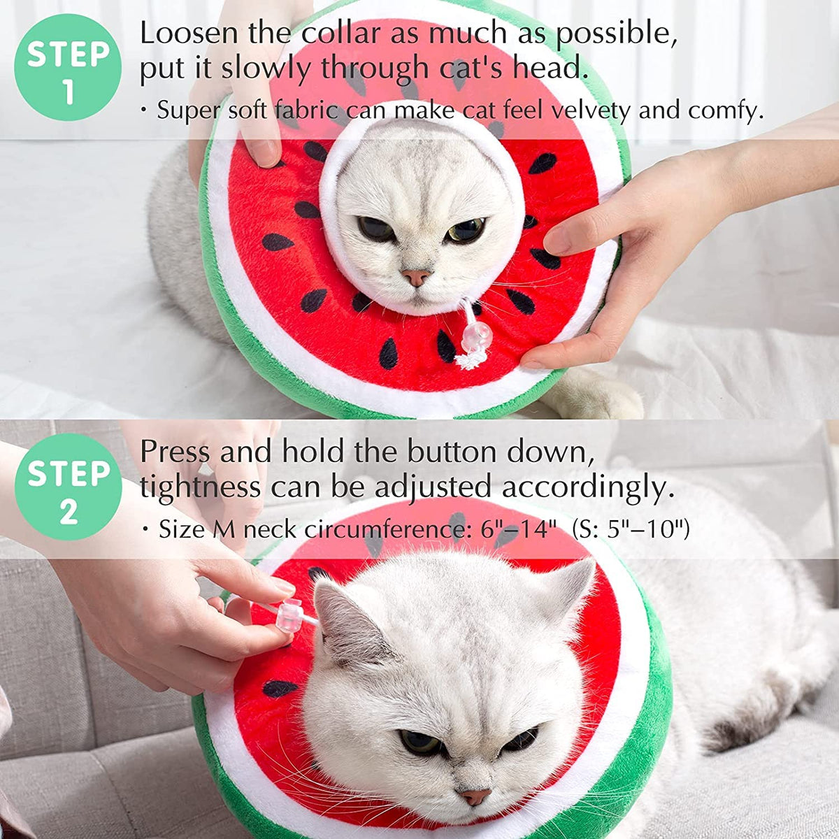 Kastwave Adjustable Cat Recovery Collar, Cute Cone Collar Soft, Cones After Surgery For Kittens (Large)