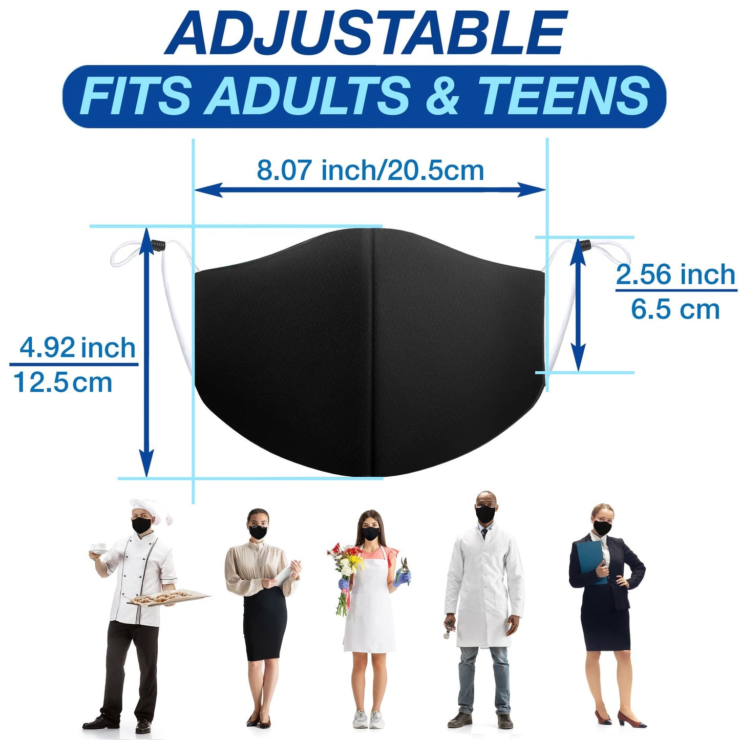 Arcarius Breathable Black Cool Moisture Wicking Face Masks, Washable, Lightweight, Reusable Comfort Fashion Sport for Women Men Teens 3 pack - Medaid International