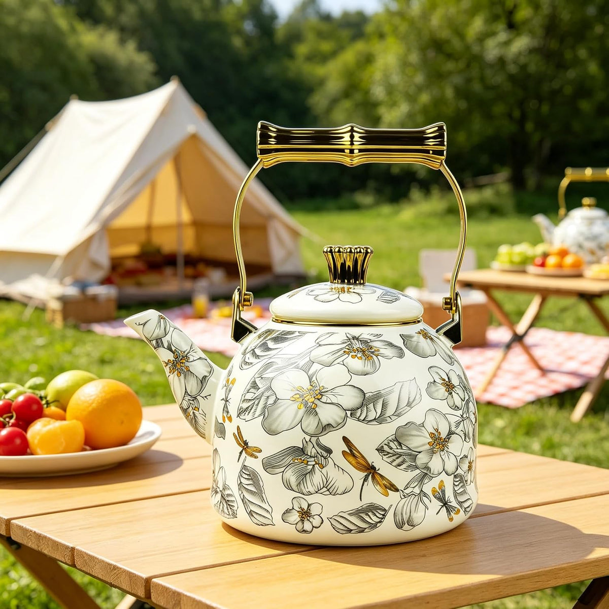 Vintage Enamel Tea Kettle