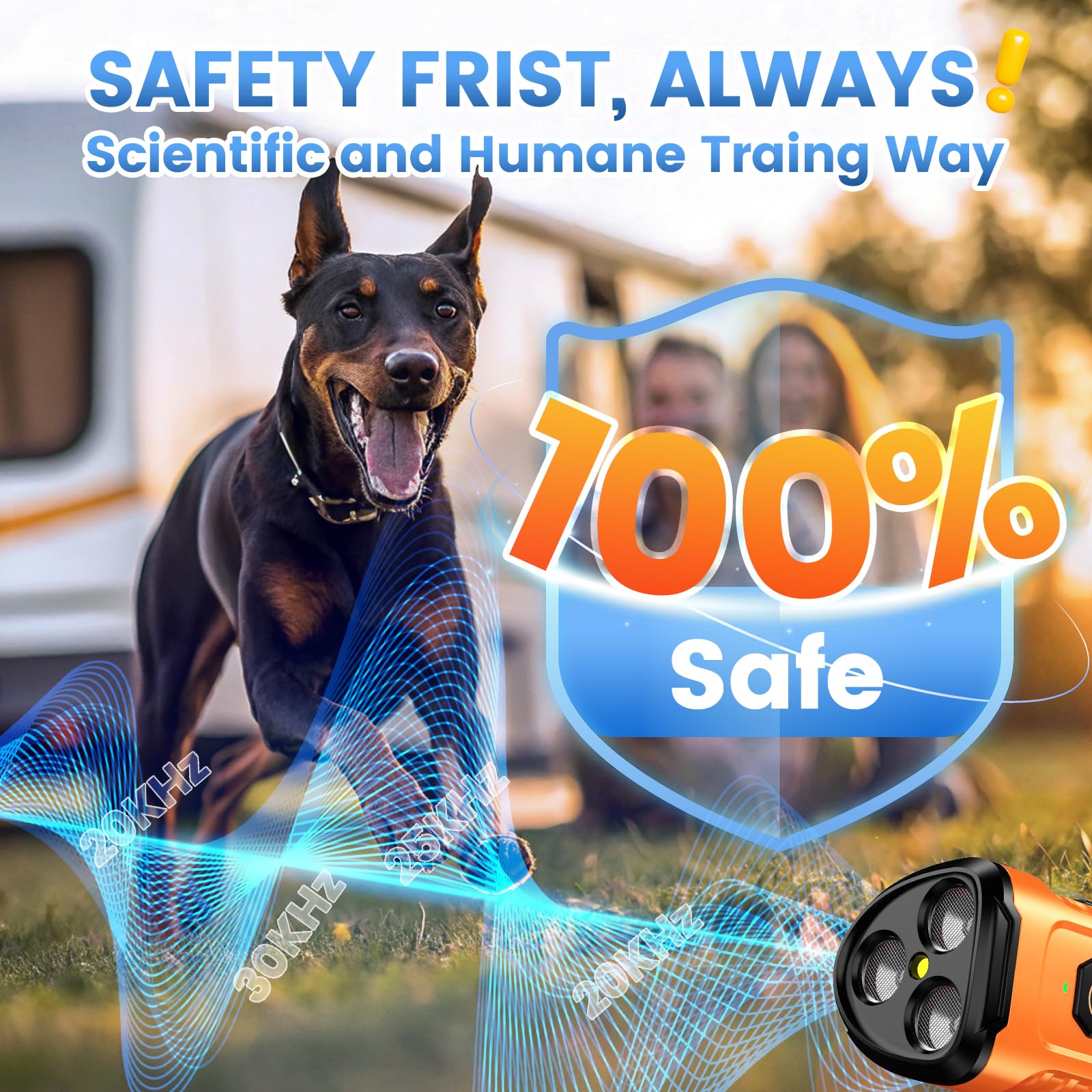Cbersmg Dog Bark Deterrent Device 3X Anti Barking Device for Dogs, 5 Modes Stop Neighbors Dog Barks No More Safe for All Dogs 50FT Bark Control Indoor Outdoor with Flashlight,Dog Training Device - Medaid International