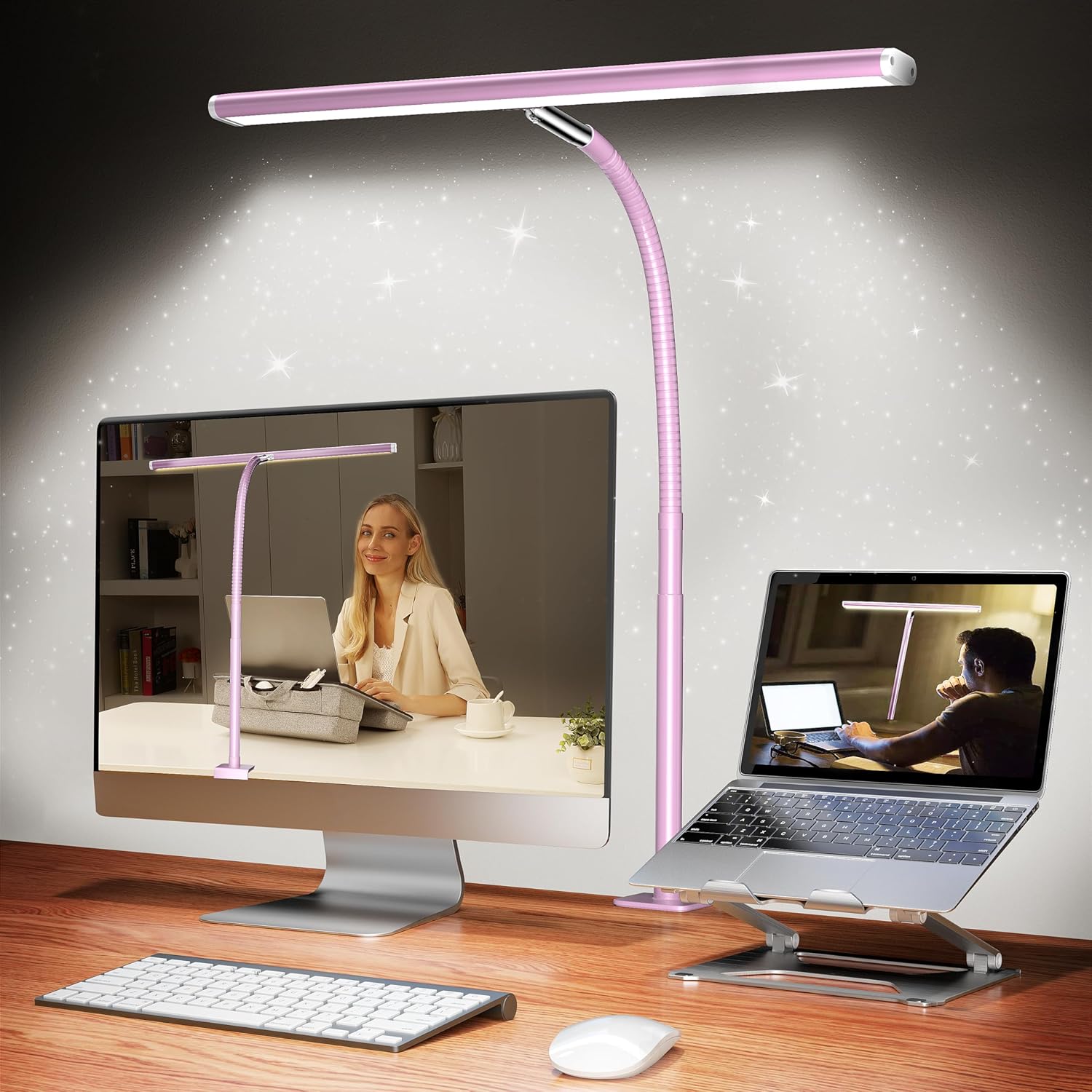 LED Desk Lamp for Office Home, Eye-Caring Desk Light with Stepless Dimming Adjustable Flexible Gooseneck, 10W USB Adapter Desk Lamp with Clamp for Reading, Study, Workbench (Black) - Medaid International