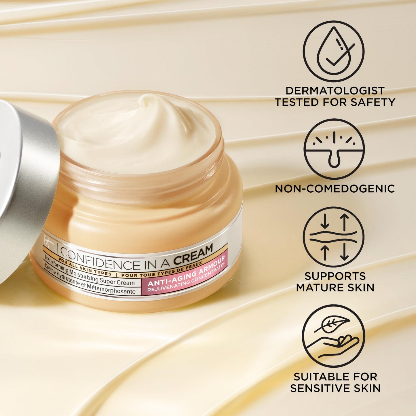 IT Cosmetics Confidence in a Cream Jumbo - Hydrating & Anti Aging Face Moisturizer, Visibly Reduces Fine Lines & Wrinkles, Up to 48H Hydration, Repairs Skin Barrier, Squalane & Ceramides - 4 fl oz - Medaid International