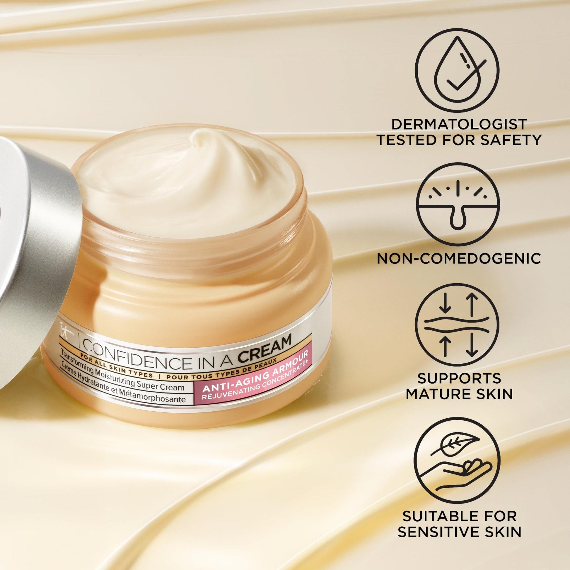 IT Cosmetics Confidence in a Cream Jumbo - Hydrating & Anti Aging Face Moisturizer, Visibly Reduces Fine Lines & Wrinkles, Up to 48H Hydration, Repairs Skin Barrier, Squalane & Ceramides - 4 fl oz - Medaid International