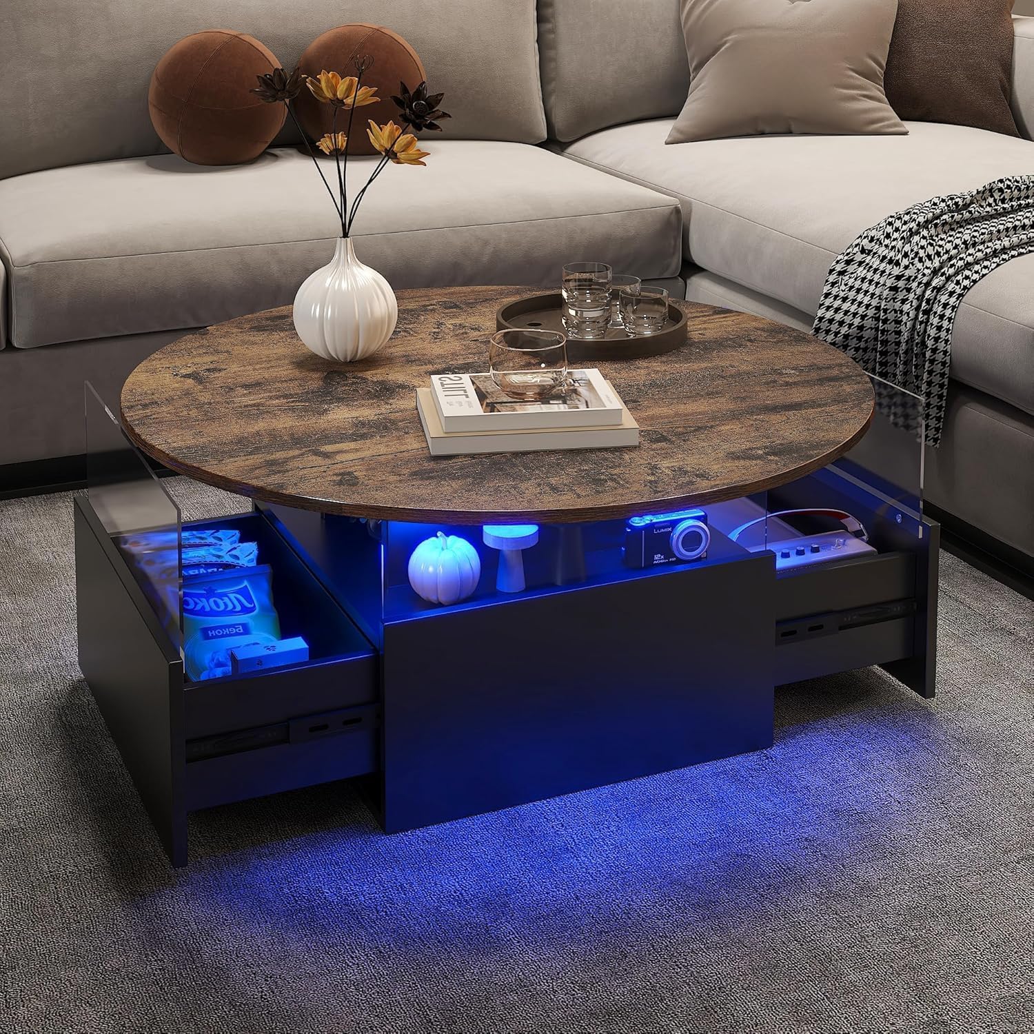 LED Modern Living Room Table with Storage