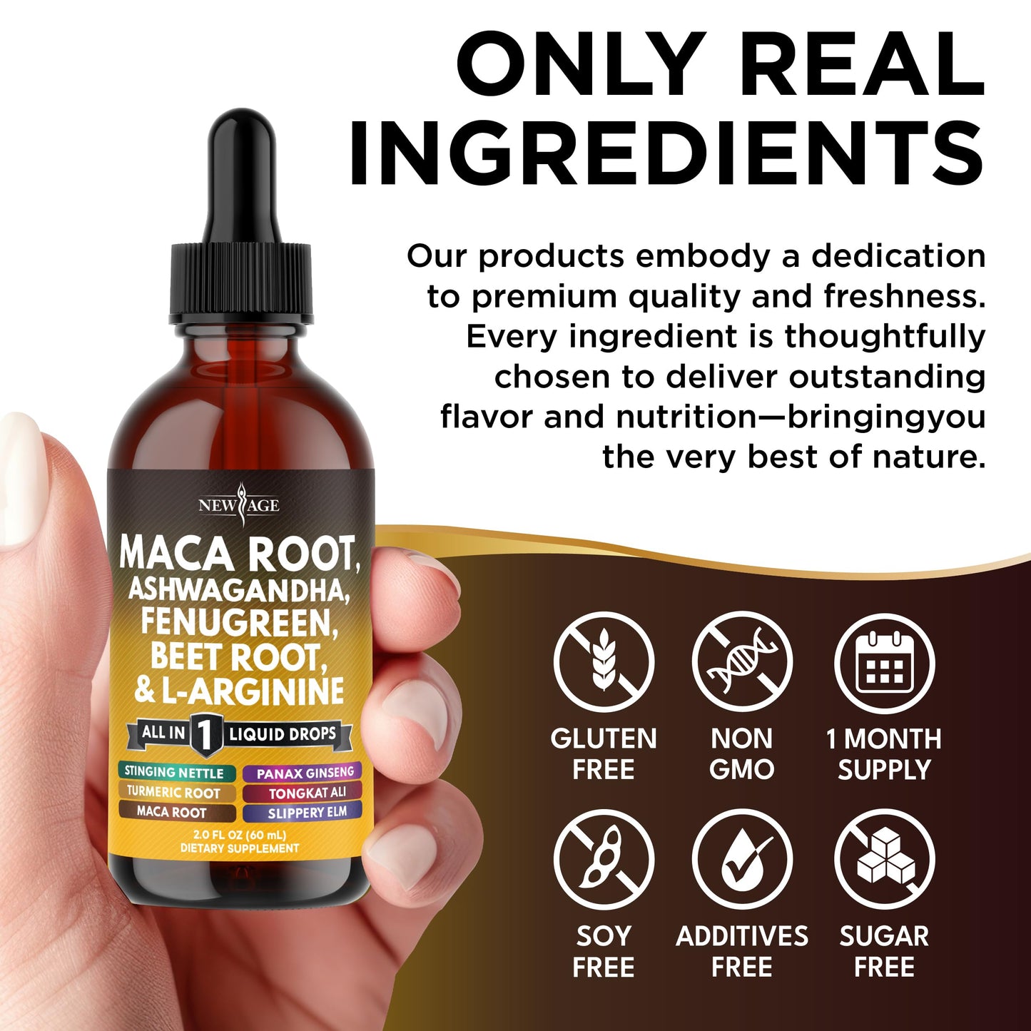 Organic Maca Root Liquid Drops with Ashwagandha, Nettle, Fenugreek, Beet Root and L-Arginine Liquid Multivitamin for Women and Men - 4oz - Medaid International