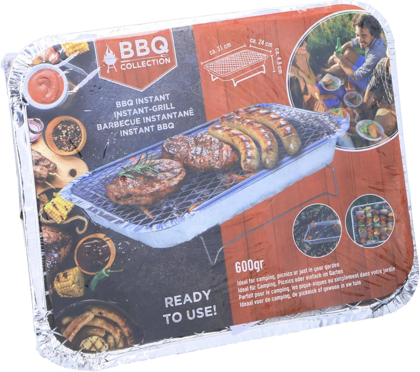 RESCH Portable Charcoal Disposable Grill with Charcoal & Grate