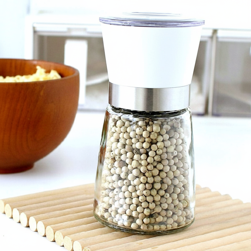 Danny Home 2-Pcs Salt & Pepper Grinder Mill With Rack Holder Wooden Handle