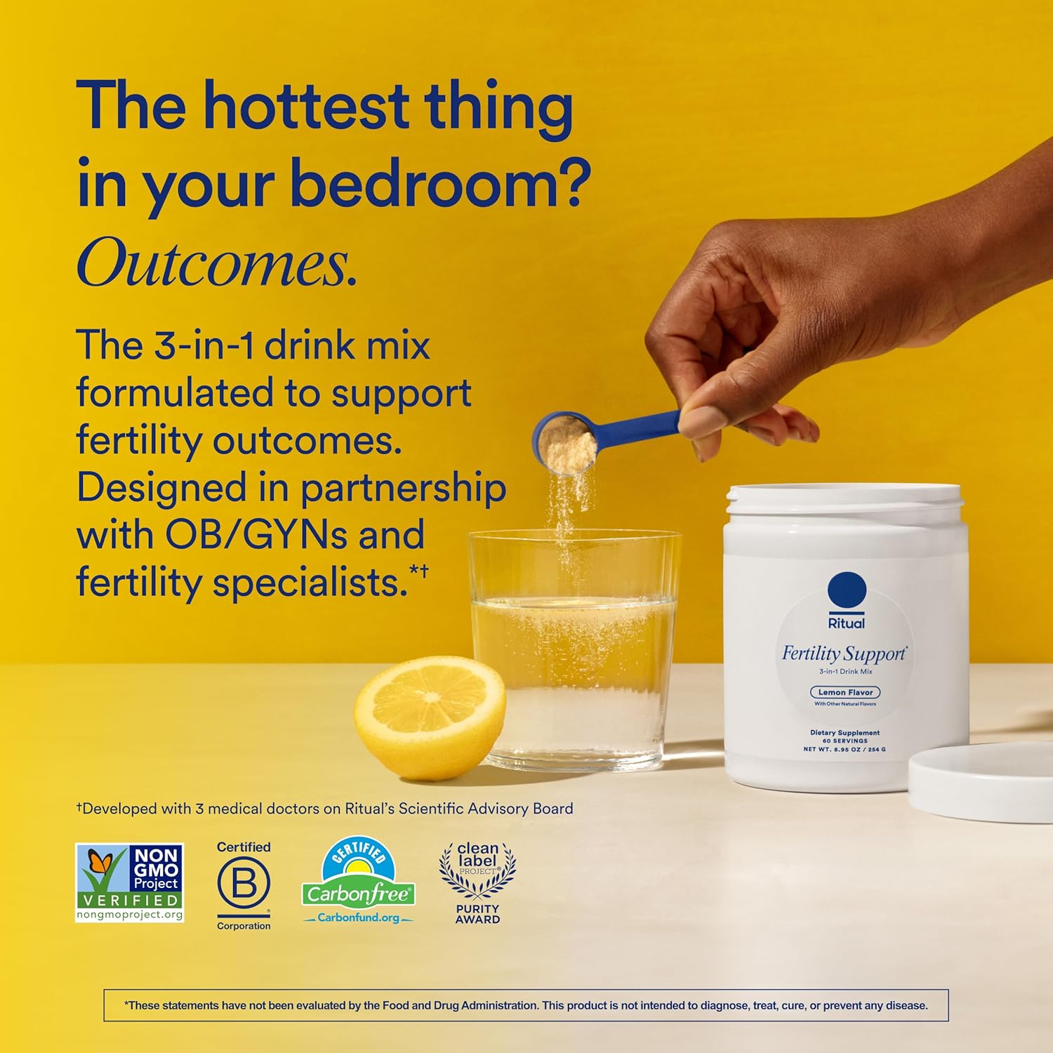 Ritual Fertility Support Supplement 3-in-1 Drink-Mix Formulated to Support Conception Outcomes with Clinically-Studied Ingredients (CoQ10, NAC, Myo-Inositol) and Designed with an OB/GYN. 60 Servings.* - Medaid International