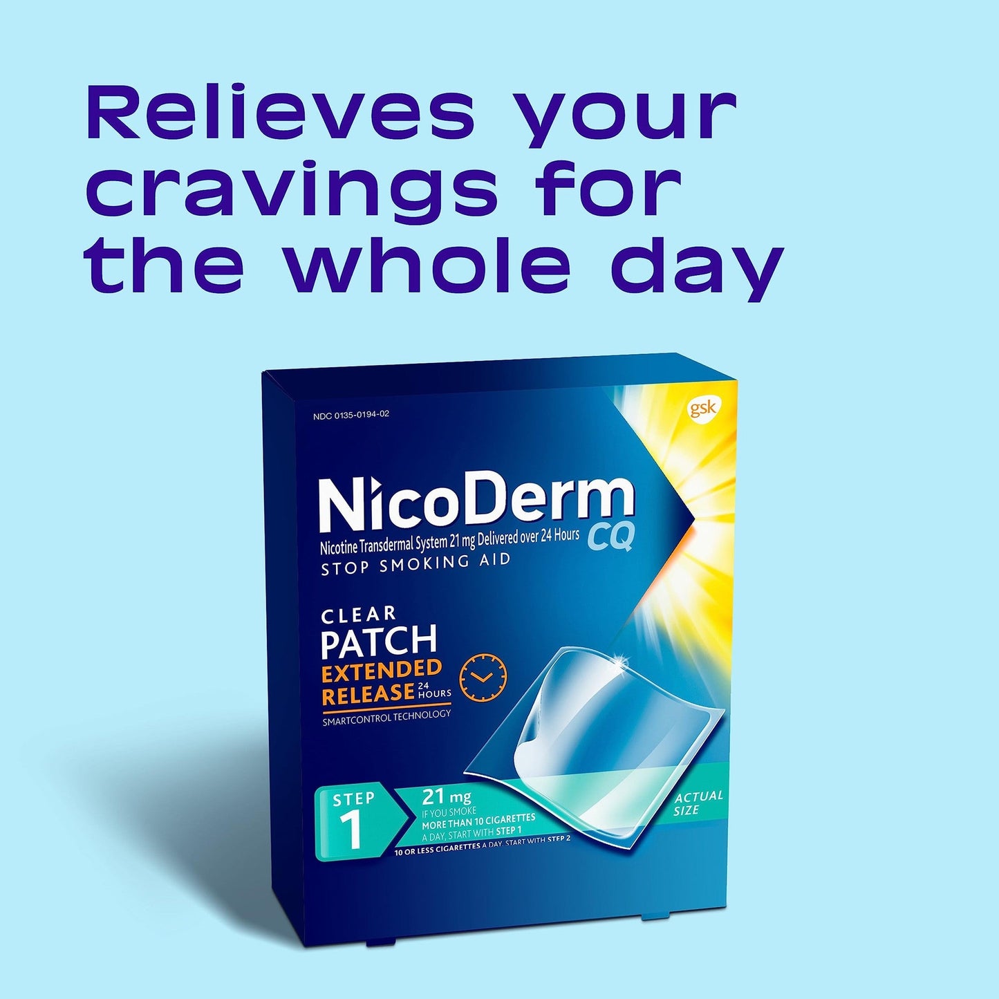 NicoDerm CQ Step 1 Nicotine Patches to Quit Smoking, 21 mg, Stop Smoking Aid, 14 Count - Medaid International
