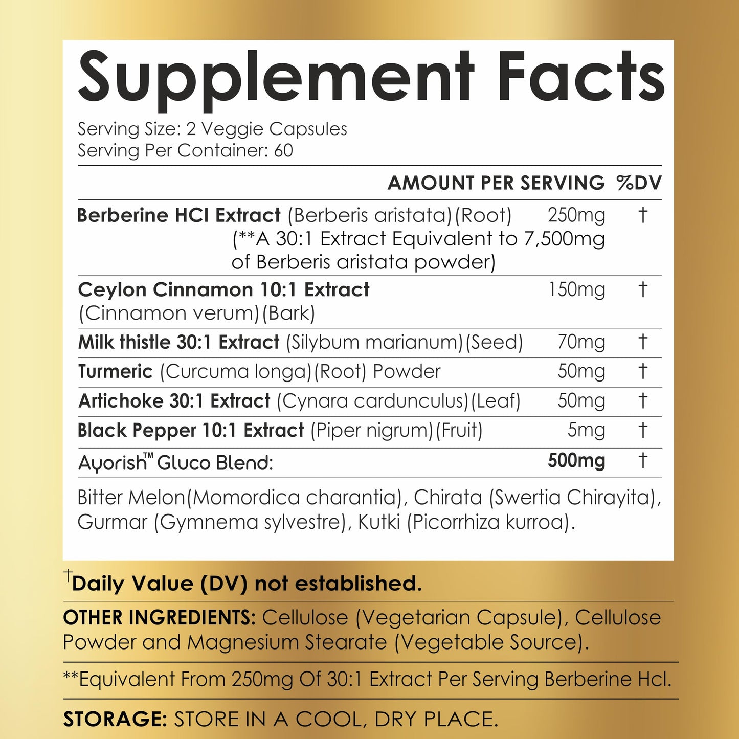 Ayorish Berberine Supplement – High Strength 7500mg Equivalent – Berberine with Ceylon Cinnamon, Milk Thistle & Turmeric – 120 Vegan Capsules – Non-GMO, USA Formulated - Medaid International