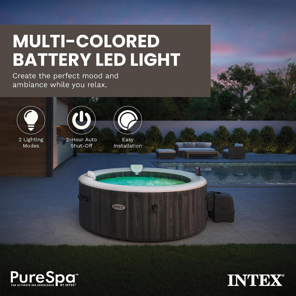 Intex B01NBYH7O8 PureSpa Battery Multi-Colored LED Light for Bubble Spa Hot Tub J, Multicolor
