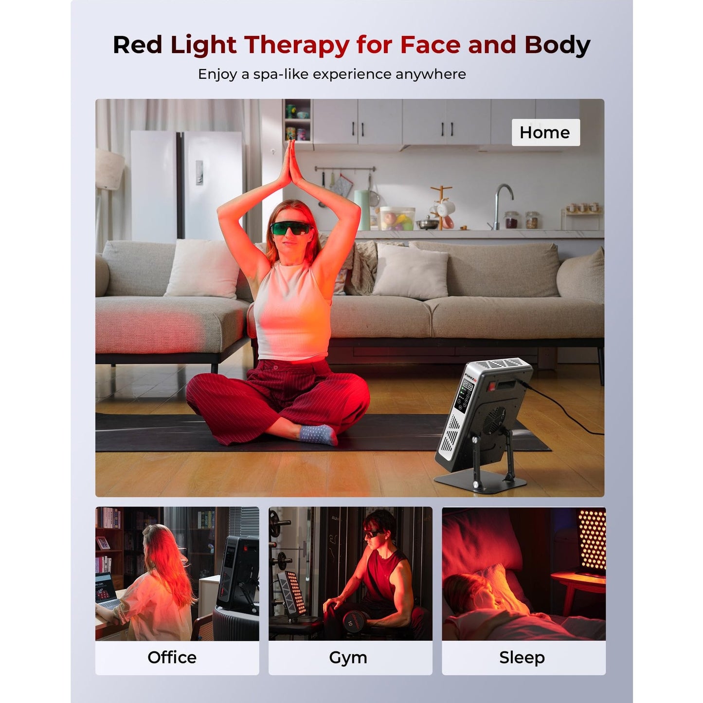 Red Light Therapy Devices, 78 pcs 4-Chip LEDs 630nm-850nm Near Infrared Light Therapy Panel, Adjustable Brightness (20-100%), Time(5-30 min) Red Light Panel for Home Office & Gym - Medaid International