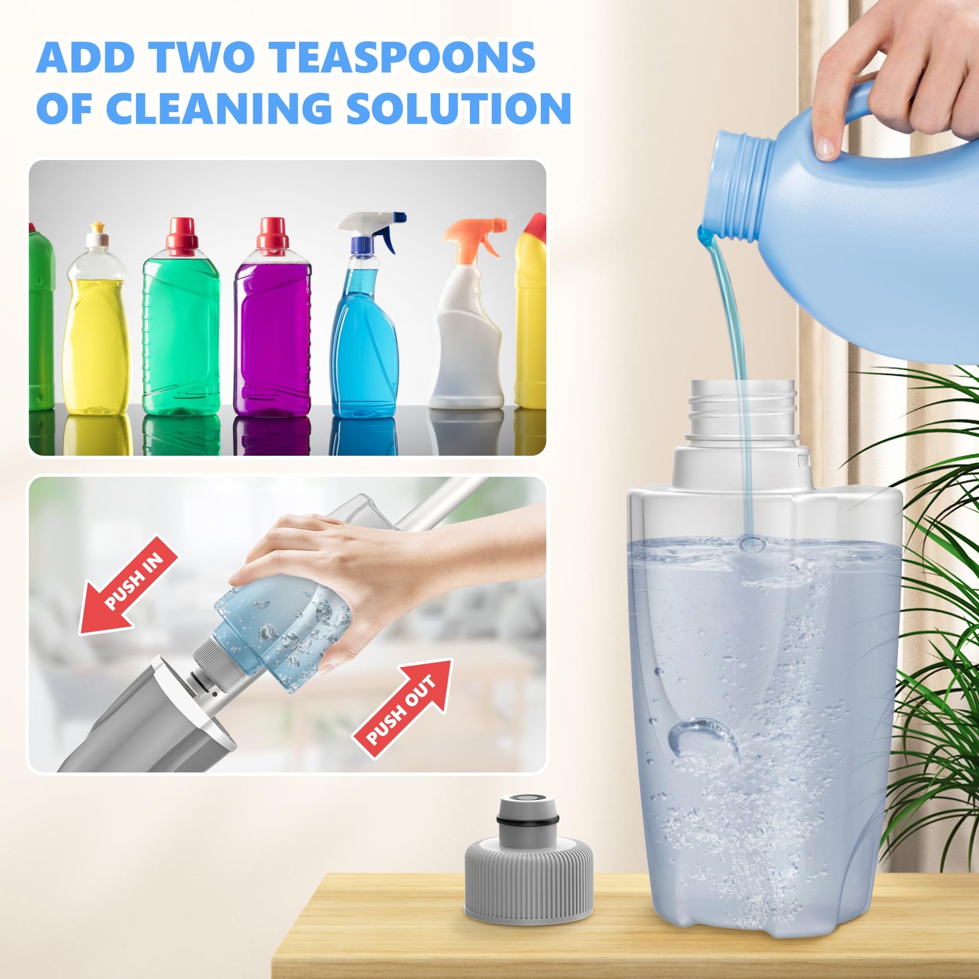 PAPCLEAN Spray Mops for Floor Cleaning Microfiber Mop Hardwood Floors Wet Dust Flat Cleaner with 4 Washable Pads 440 Ml Refillable Bottle Wood Tile Laminate Vinyl Kitchen, Gray - Medaid International