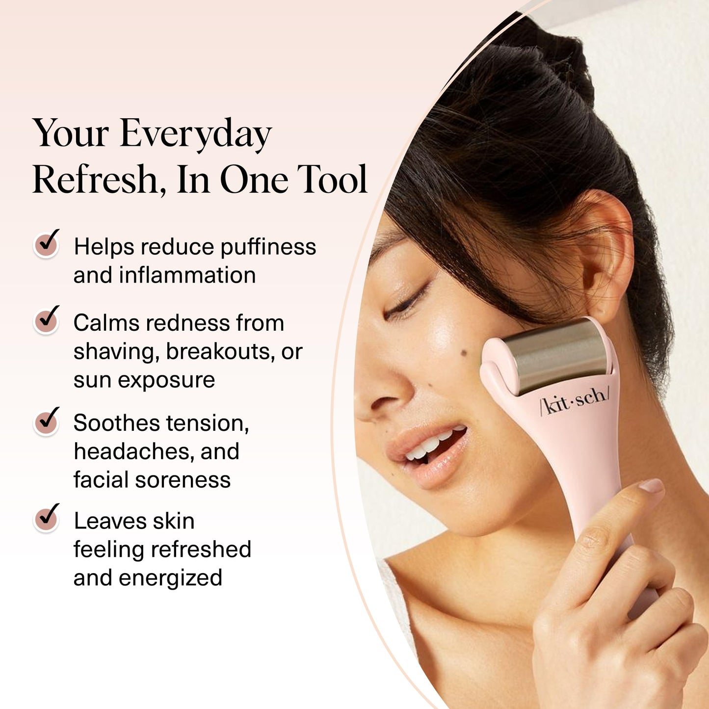 Kitsch Ice Roller for Face – Stainless Steel Face Ice Roller to Reduce Puffiness, Redness & Headaches – Cooling Facial Roller for Skin Care, Irritation Relief & Spa-Like Experience at Home - Pink - Medaid International