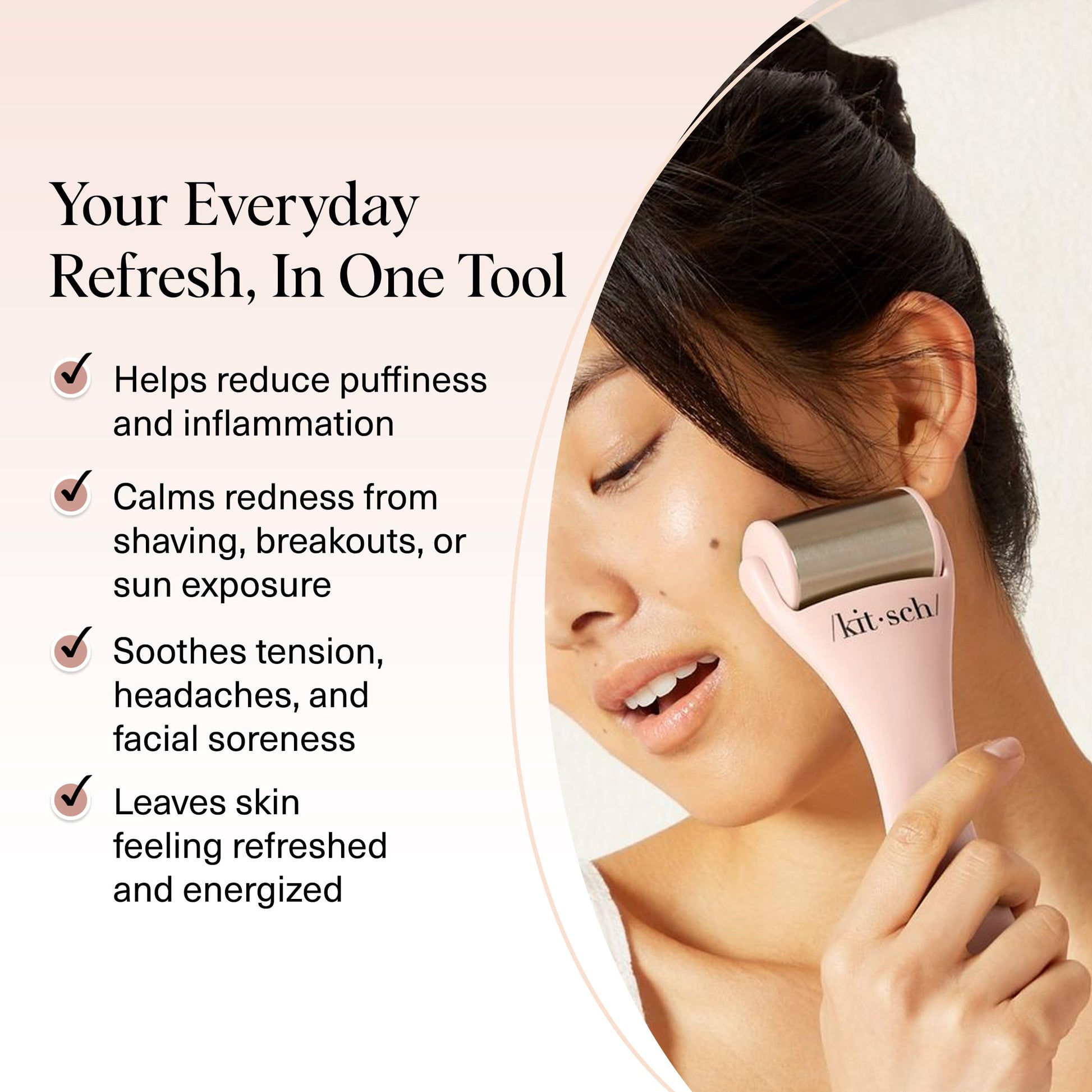 Kitsch Ice Roller for Face – Stainless Steel Face Ice Roller to Reduce Puffiness, Redness & Headaches – Cooling Facial Roller for Skin Care, Irritation Relief & Spa-Like Experience at Home - Pink - Medaid International