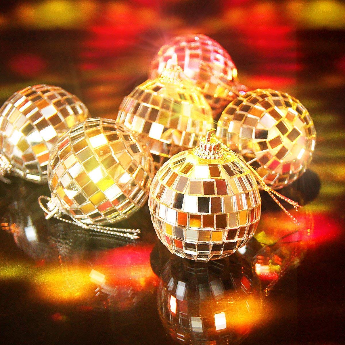 12 Pcs Silver Disco Mirror Ball for Party Decoration, Christmas Tree Wedding Birthday Party Ornaments(4CM) - Medaid International