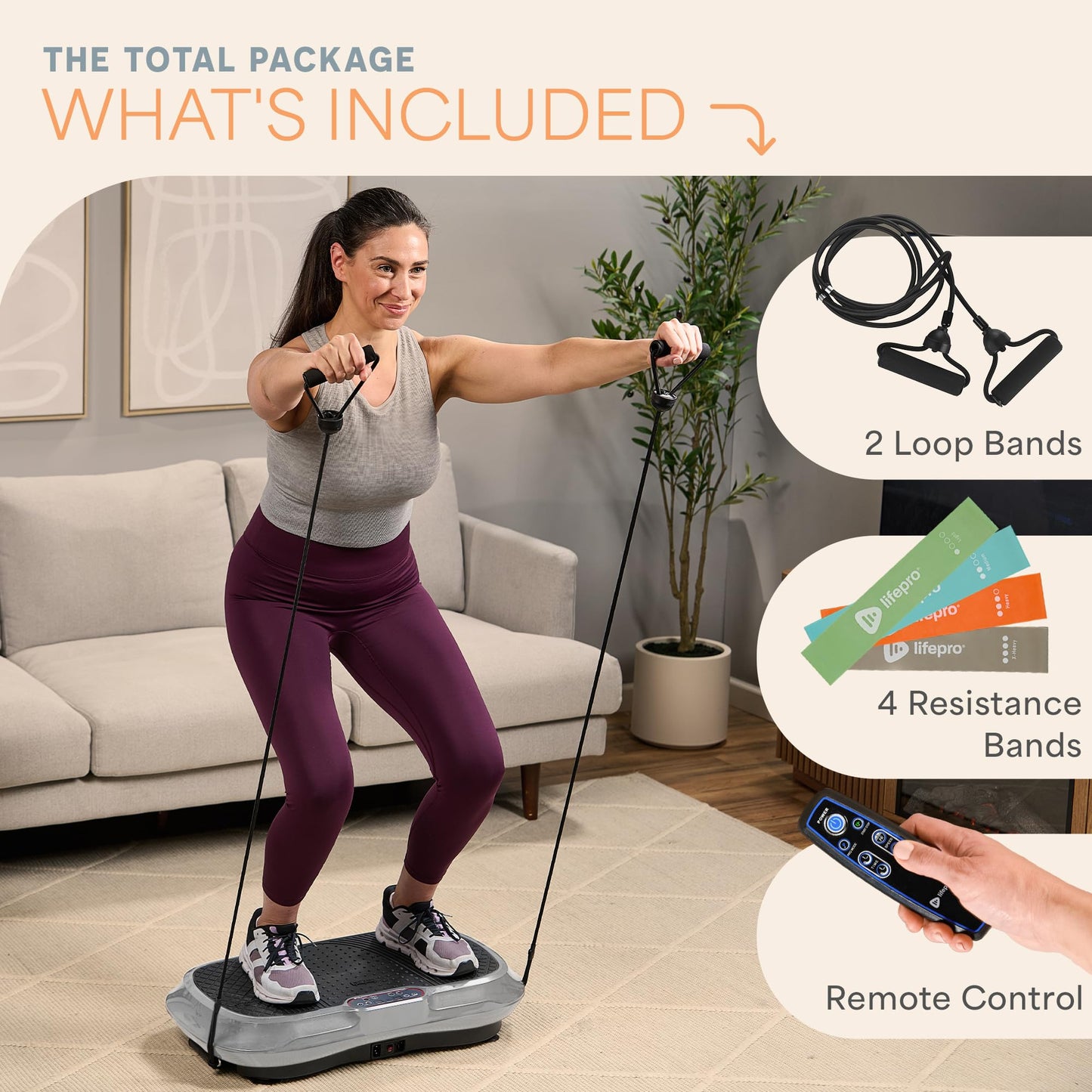 Lifepro Waver Vibration Plate Exercise Machine – High-Intensity Vibration for Muscle Activation, Full-Body Workout Vibrating Platform with Loop Bands, Fitness Equipment for Strength Toning & Fat Loss