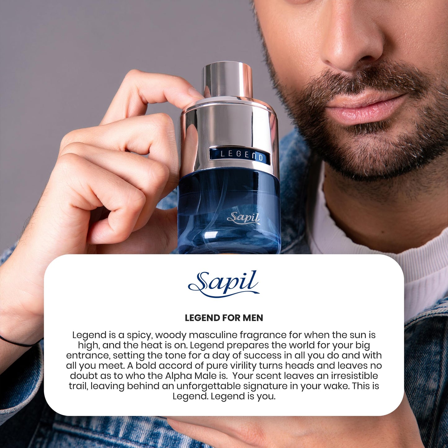 Sapil Legend Eau de Parfum for Men – Long-Lasting Dubai Perume – Spicy, Woody, Fresh & Aromatic Scent with Citrus & Warm Spices – 3.4 Oz (100ml) – Sophisticated Fragrance for Daily & Evening Wear - Medaid International