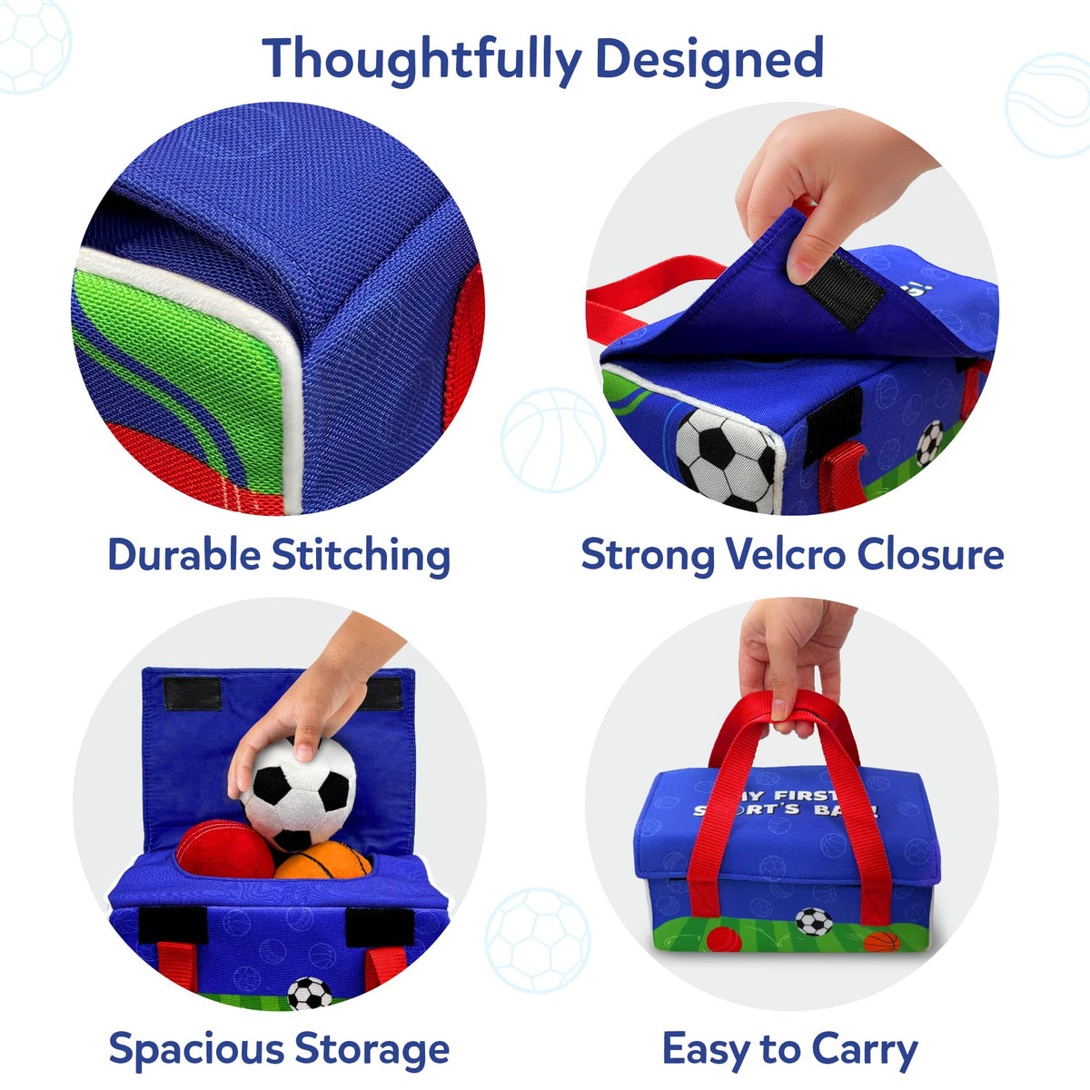 Skillmatics Plush Sports Bag Playset (3 Pc) – Soft Sensory Balls