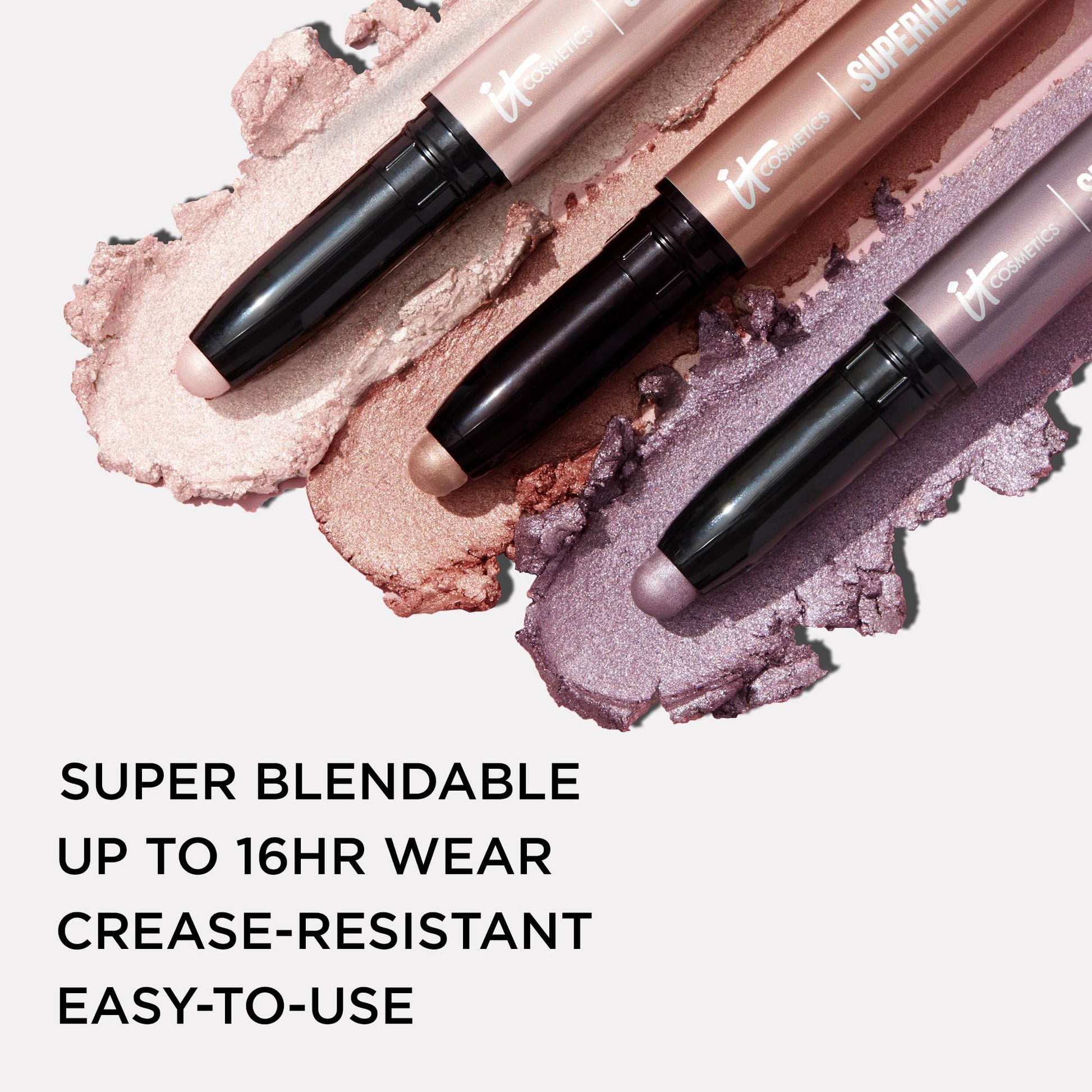 IT Cosmetics Superhero No-Tug Waterproof Eyeshadow Stick, Super Slate - Metallic Pewter - Longwear, Blendable Cream Eyeshadow with Built-In Primer - Suitable for Sensitive Eyes - 0.05 oz - Medaid International