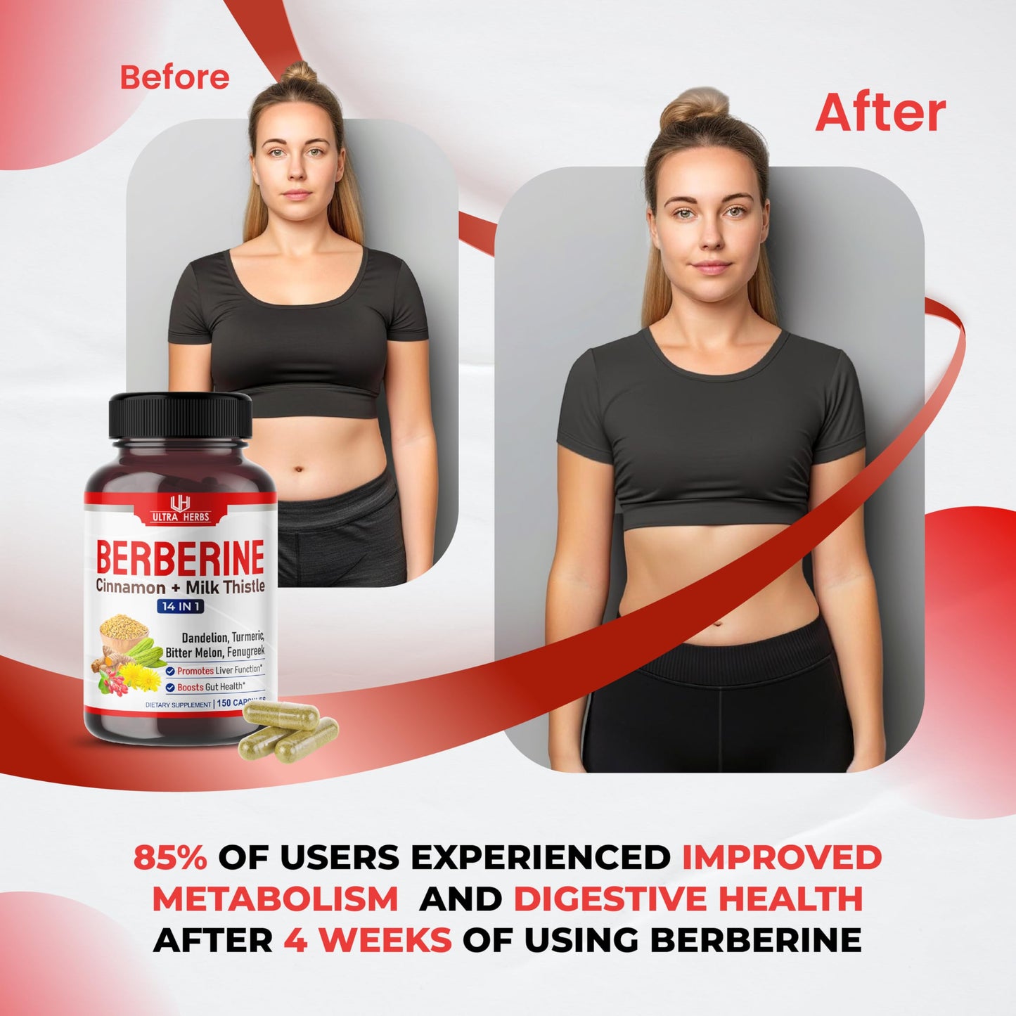 Ultra Herbs Premium Berberine with Cinnamon, Milk Thistle *USA Made & Test* Promotes Liver Function, Gut Health, Immunity (150 Count (Pack of 1)) - Medaid International