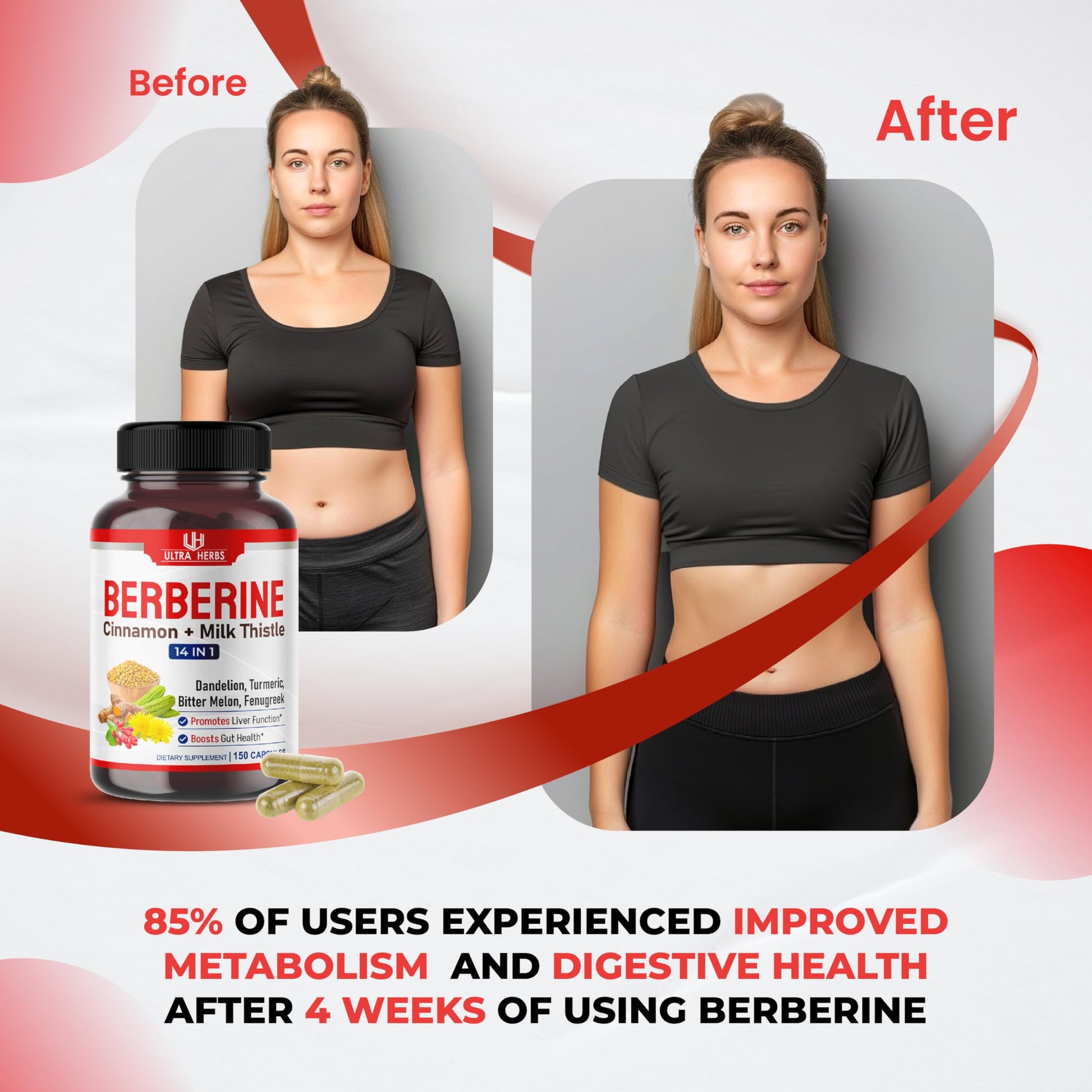 Ultra Herbs Premium Berberine with Cinnamon, Milk Thistle *USA Made & Test* Promotes Liver Function, Gut Health, Immunity (150 Count (Pack of 1)) - Medaid International