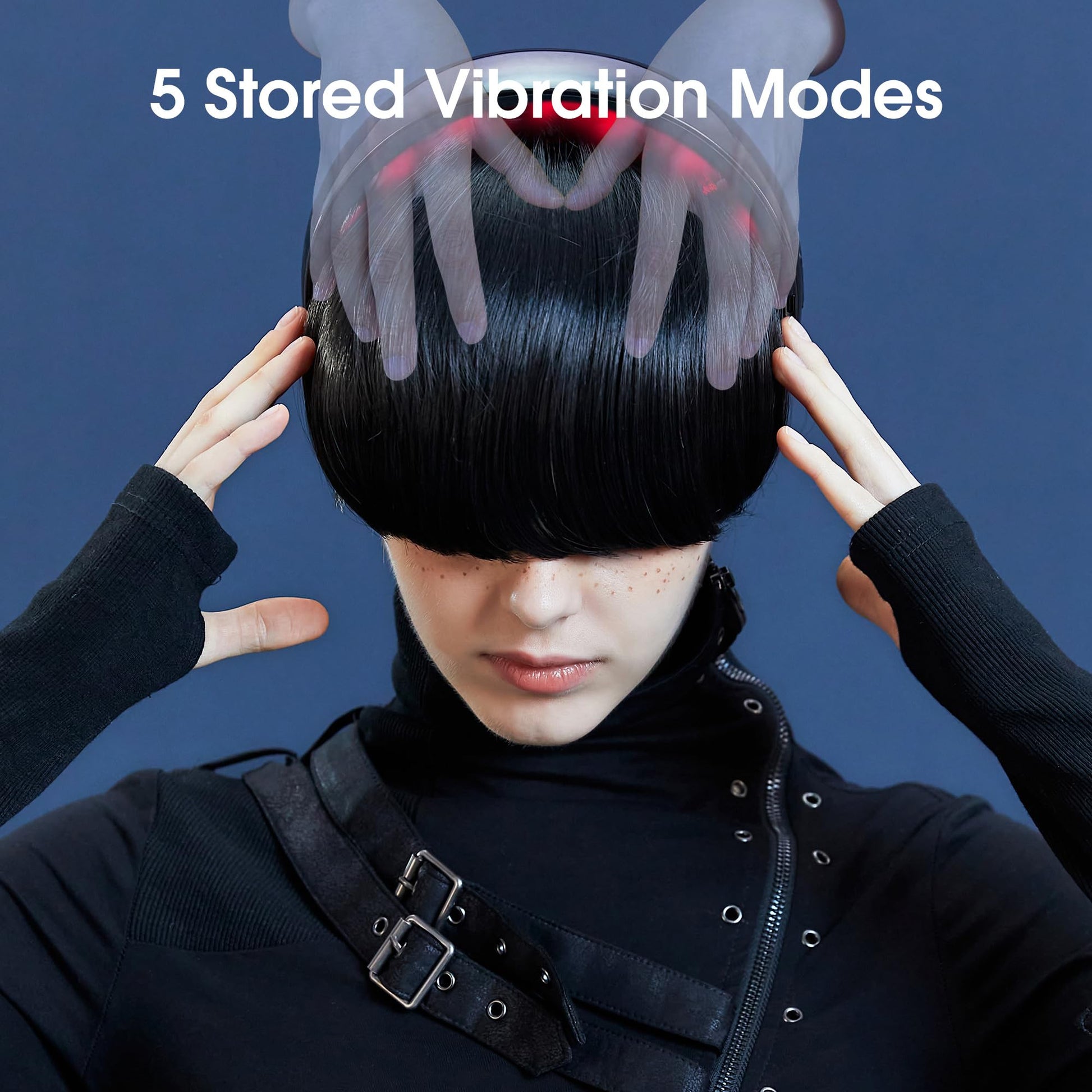 Master Massage Upgraded H2 Electric Scalp Massager for Head Massage with Heating, for Stronger, Thicker, Hair- 10 Vibrating Contacts, Phototherapy, for Deep Relaxation, Stress Relief-(Black) - Medaid International