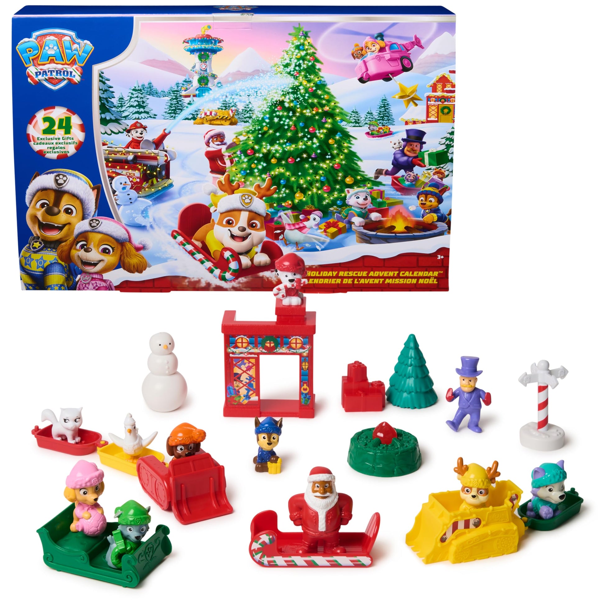 PAW Patrol Holiday Rescue 2025 Advent Calendar, 24 Surprise Toys - Figures, Miniature Vehicles & Accessories, Kids Toys for Boys & Girls Ages 3 and Up - Medaid International