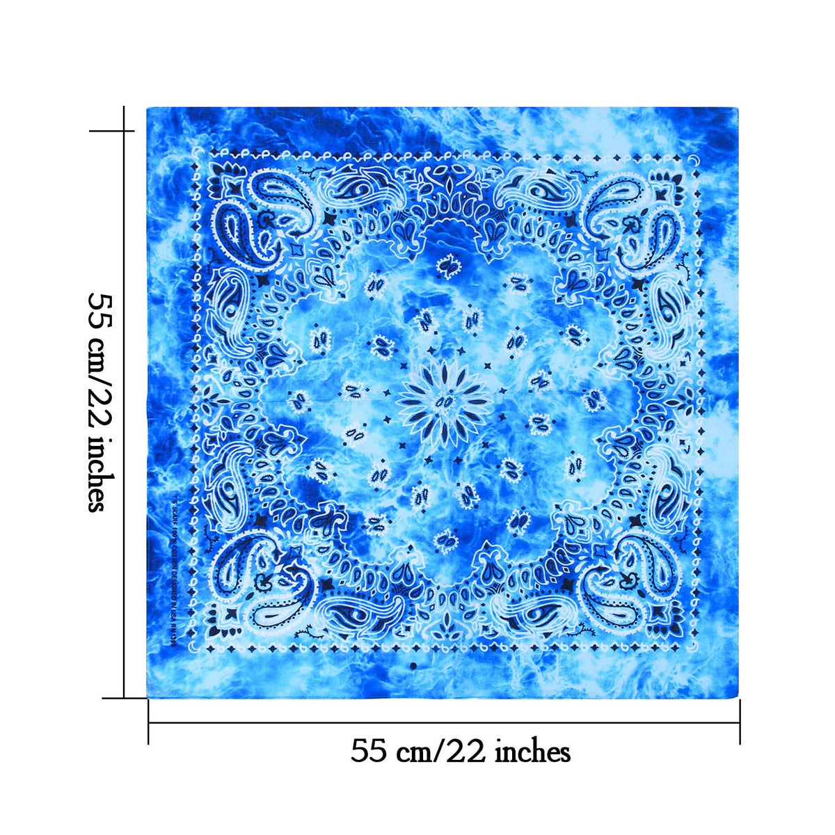 TERRIFI 6 Pack Tie Dye Bandana Cotton Paisley Bandanas Headbands Cowboy Handkerchiefs for Men and Women, 22 x 22 inches
