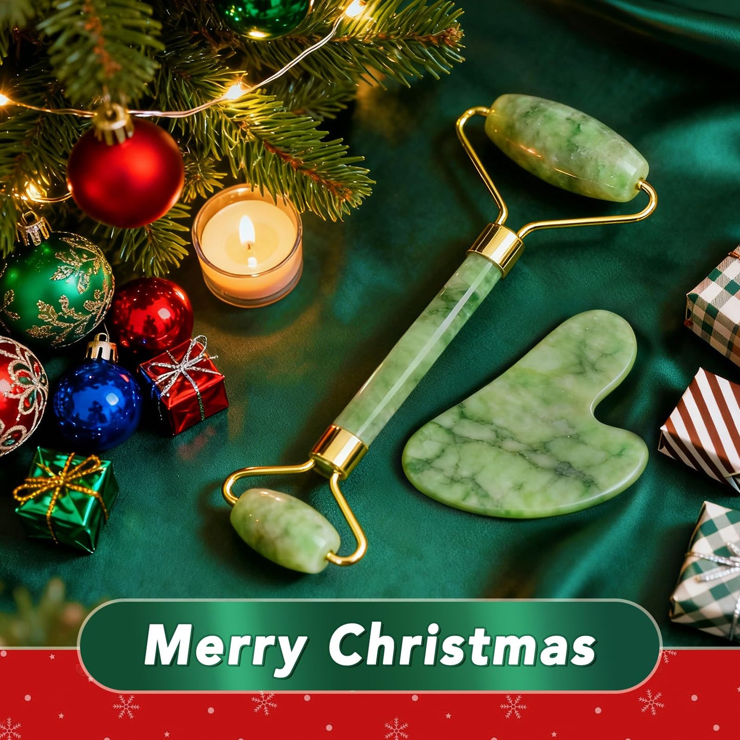 huefull Genuine Jade Roller & Gua Sha Set for Face, Cooling & Firming Effect, Sculpting Tool for Jawline & Skin Care, Self-Care Gift for Women & Men - Medaid International
